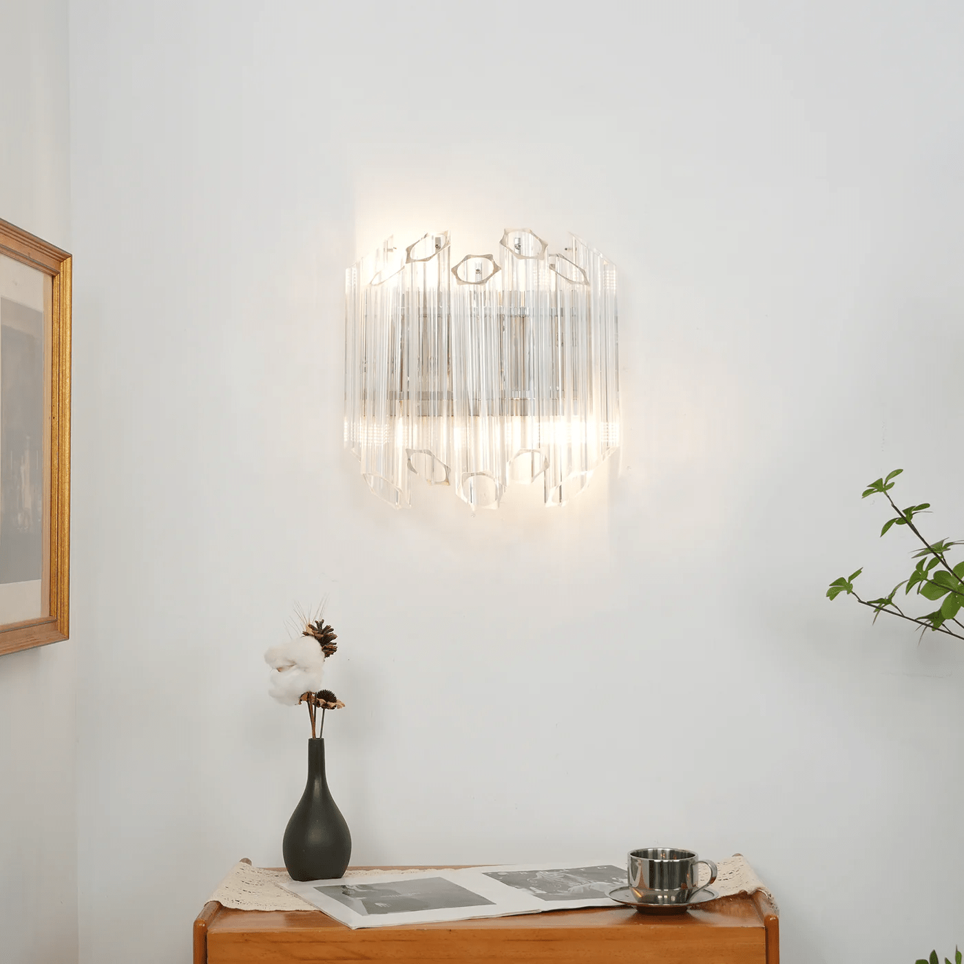 Aurora Wall Lamp Clear Murano Glass Tube Cascade-Neutral Decor