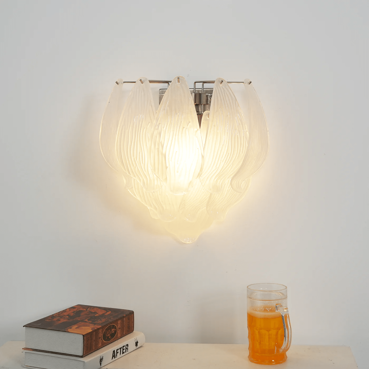 Aurora Wall Lamp Murano Glass Petal Frosted Cascading-Neutral Decor