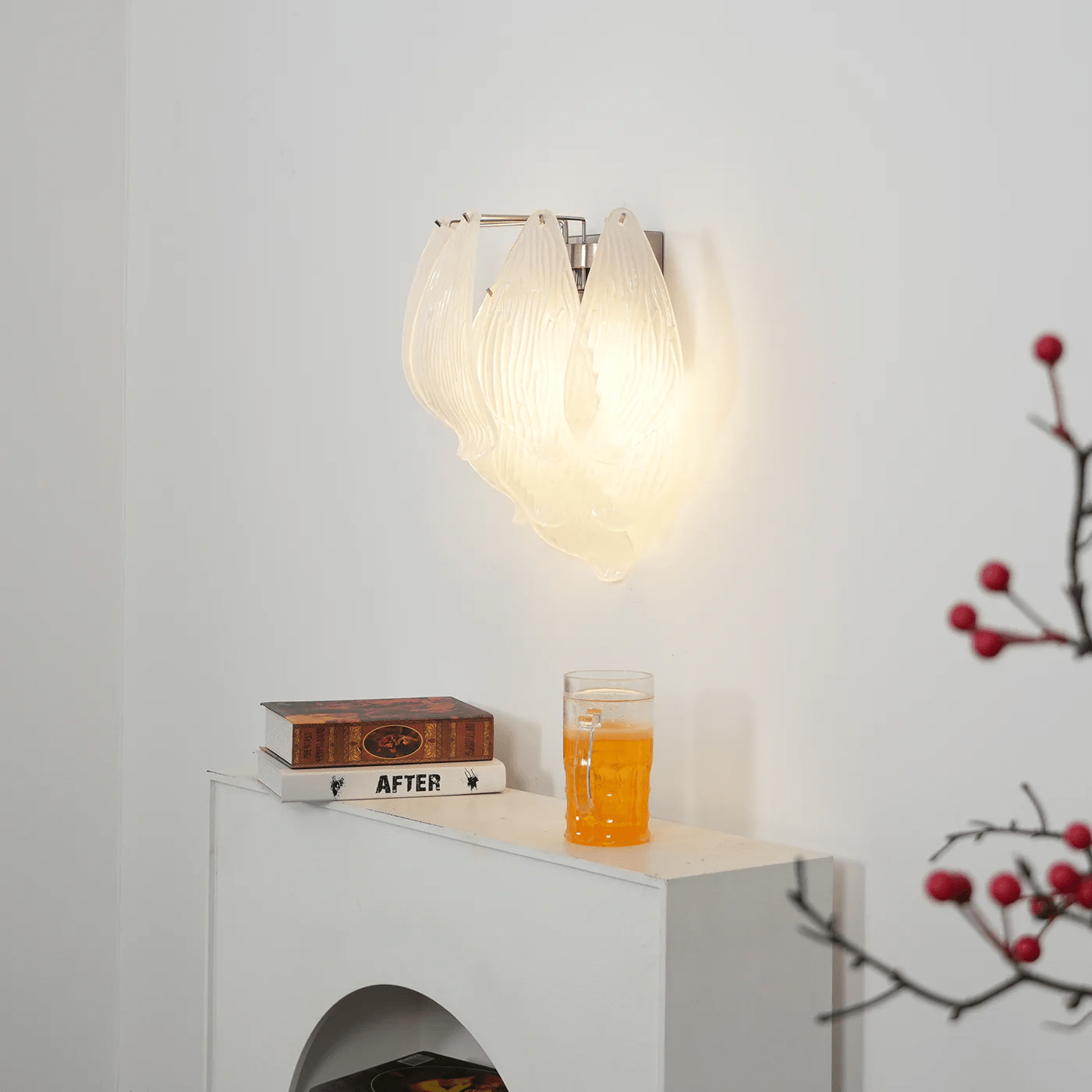 Aurora Wall Lamp Murano Glass Petal Frosted Cascading-Neutral Decor