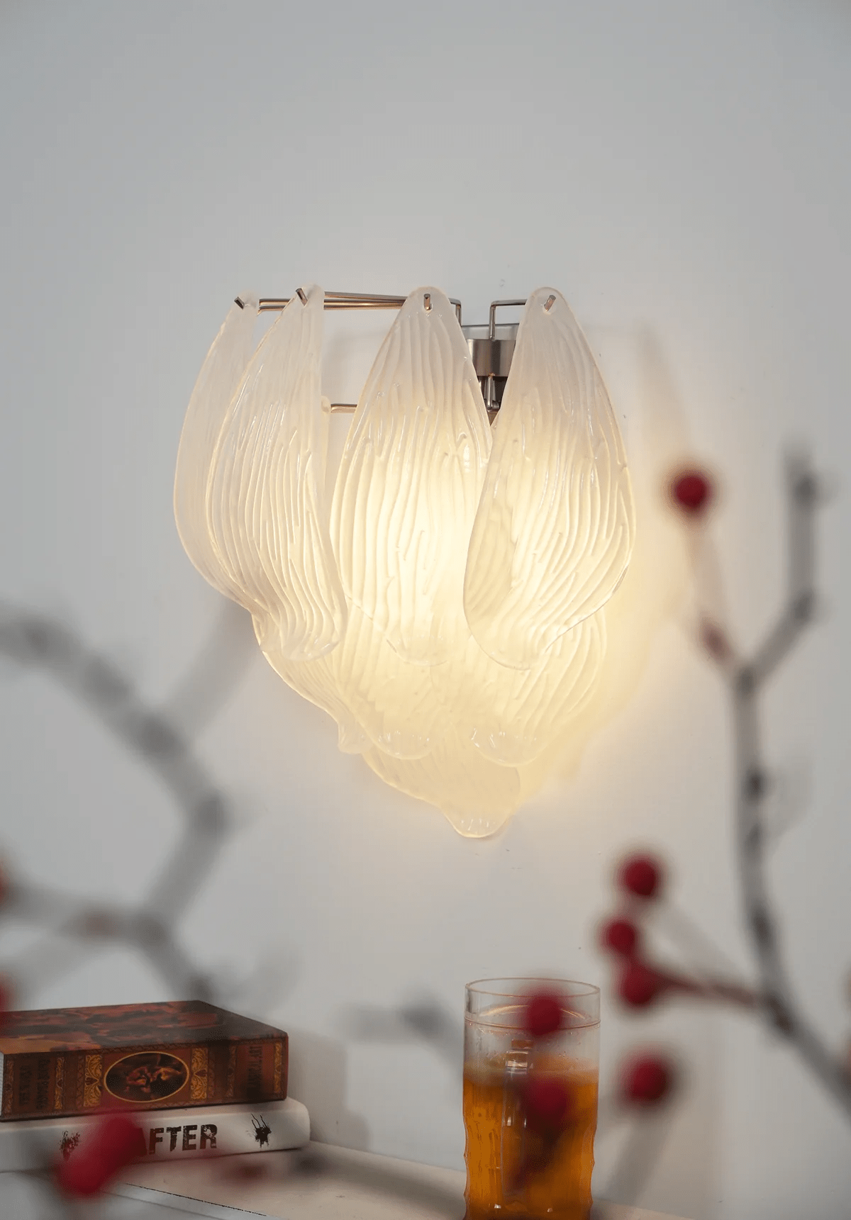 Aurora Wall Lamp Murano Glass Petal Frosted Cascading-Neutral Decor