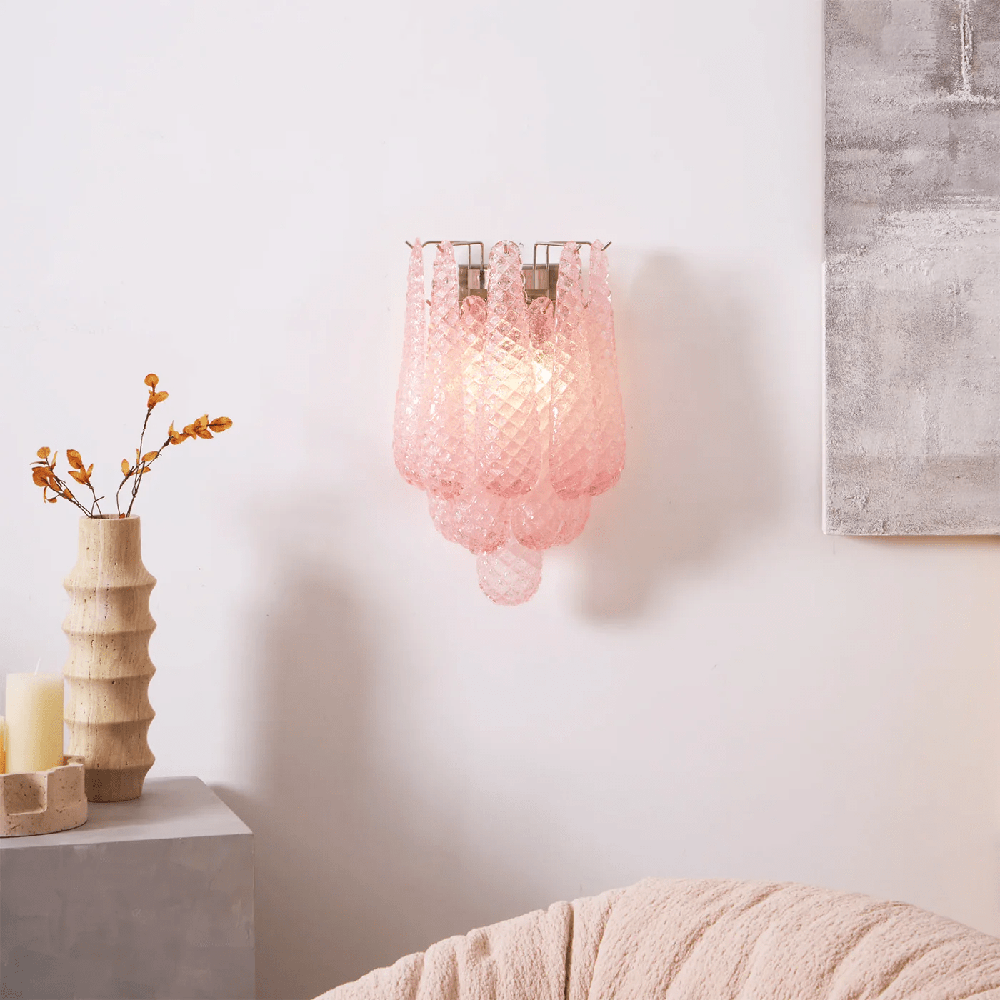 Aurora Wall Lamp Pink Teardrop Glass Floral Artistic-Neutral Decor