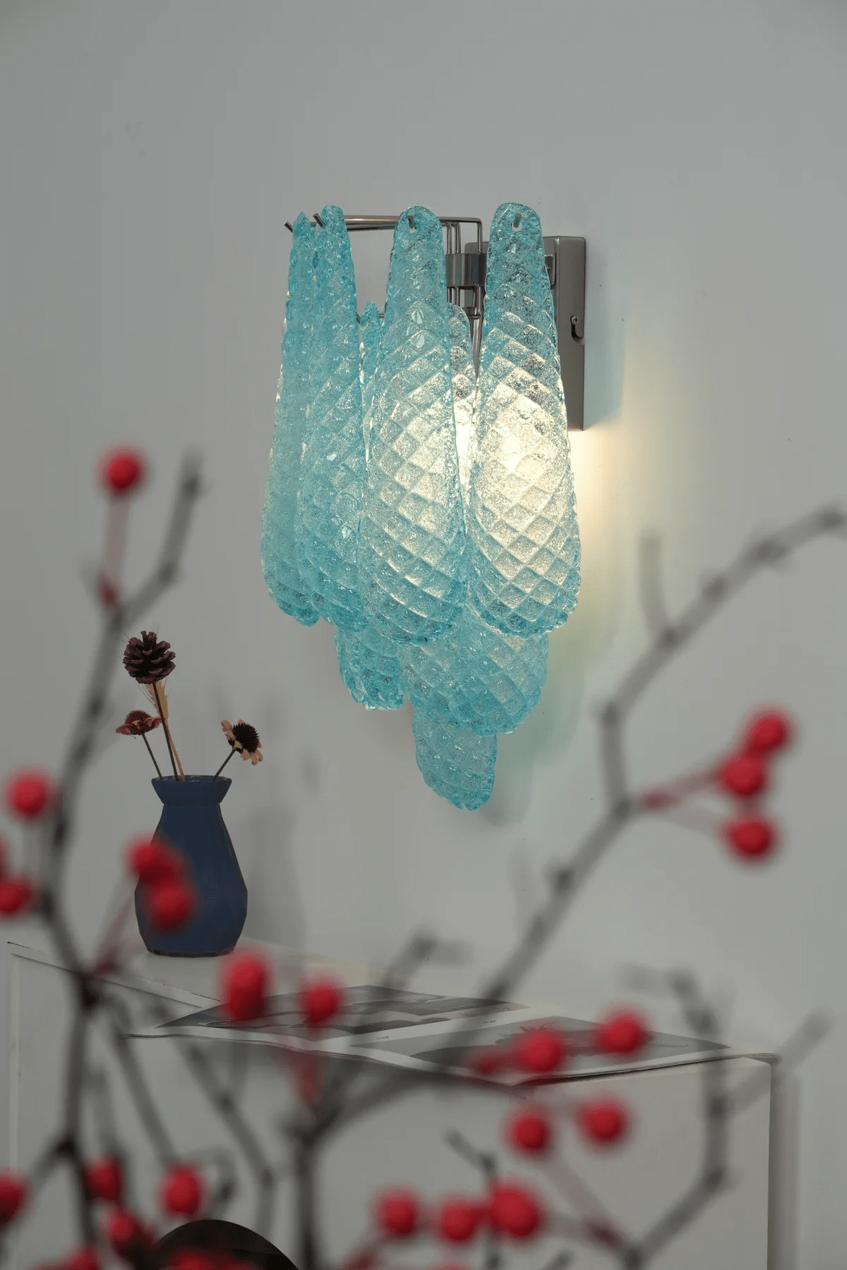 Aurora Wall Lamp Pink Teardrop Glass Floral Artistic-Neutral Decor