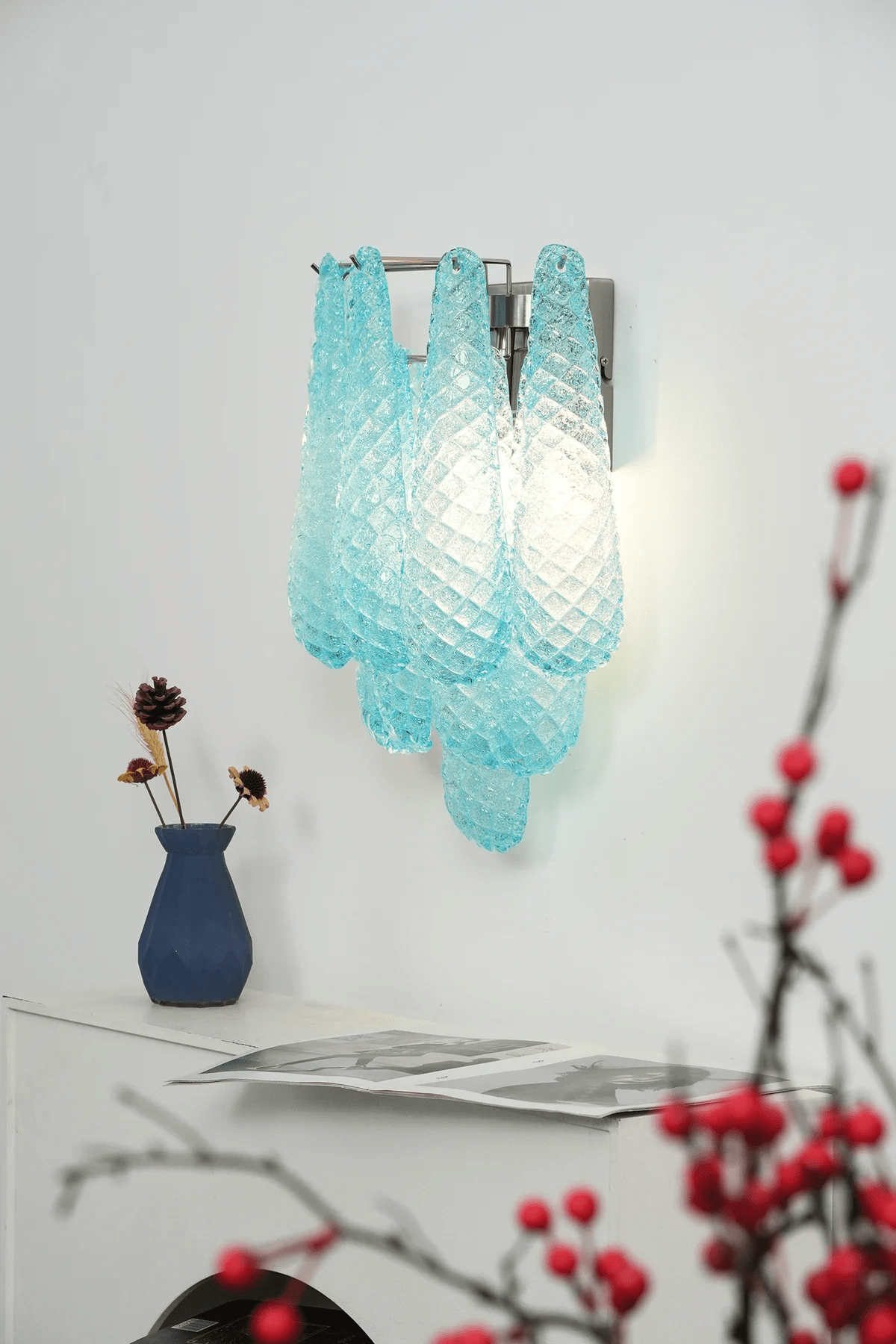 Aurora Wall Lamp Pink Teardrop Glass Floral Artistic-Neutral Decor