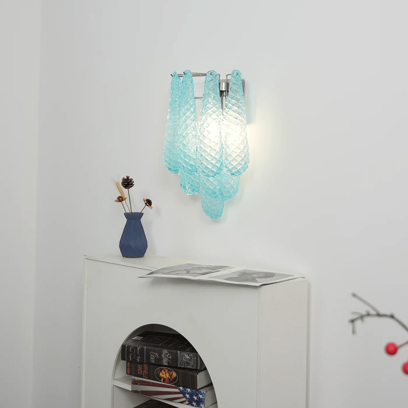 Aurora Wall Lamp Pink Teardrop Glass Floral Artistic-Neutral Decor