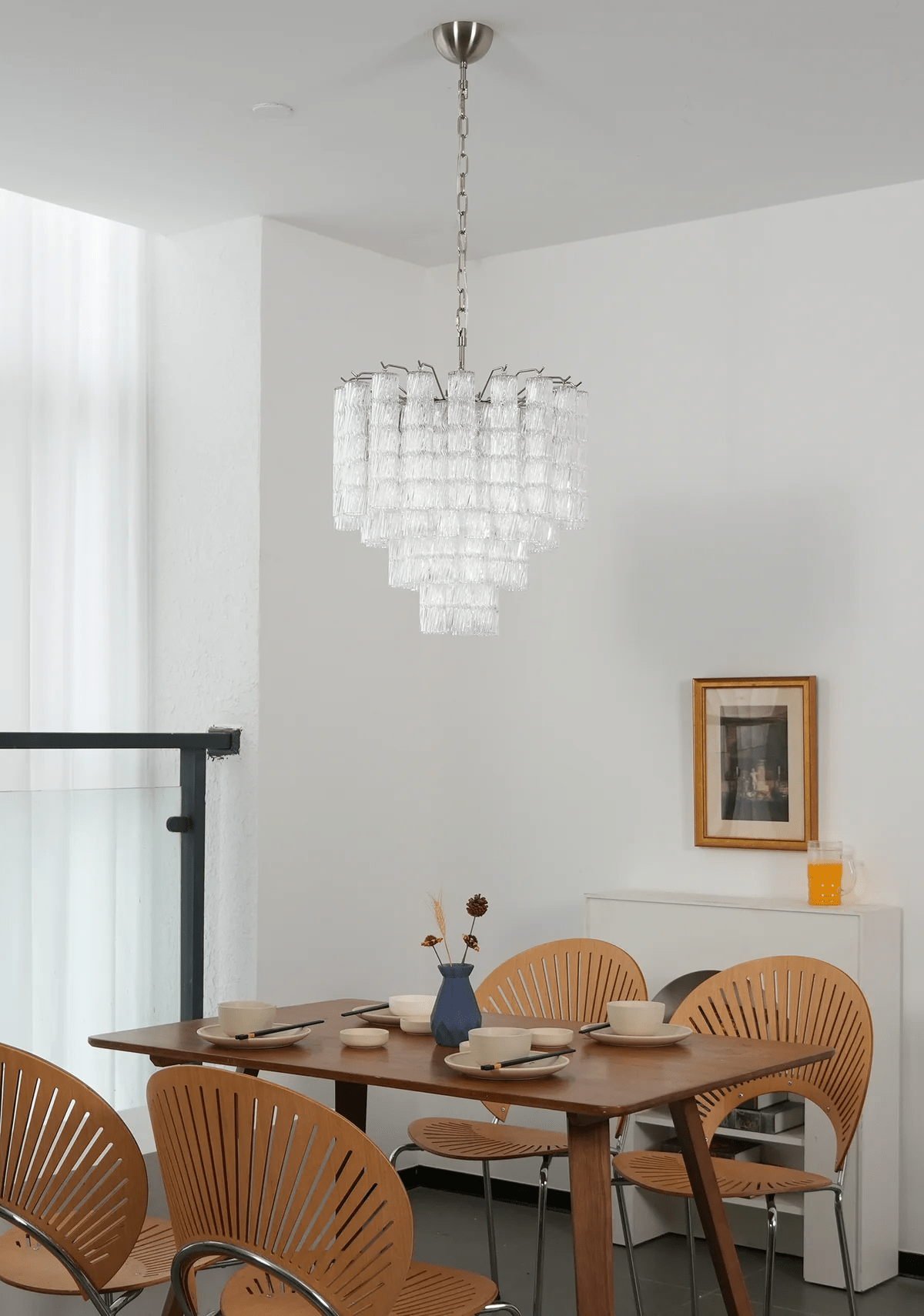 Aurora Chandelier Murano Glass Tiered Cascading Waves-Neutral Decor