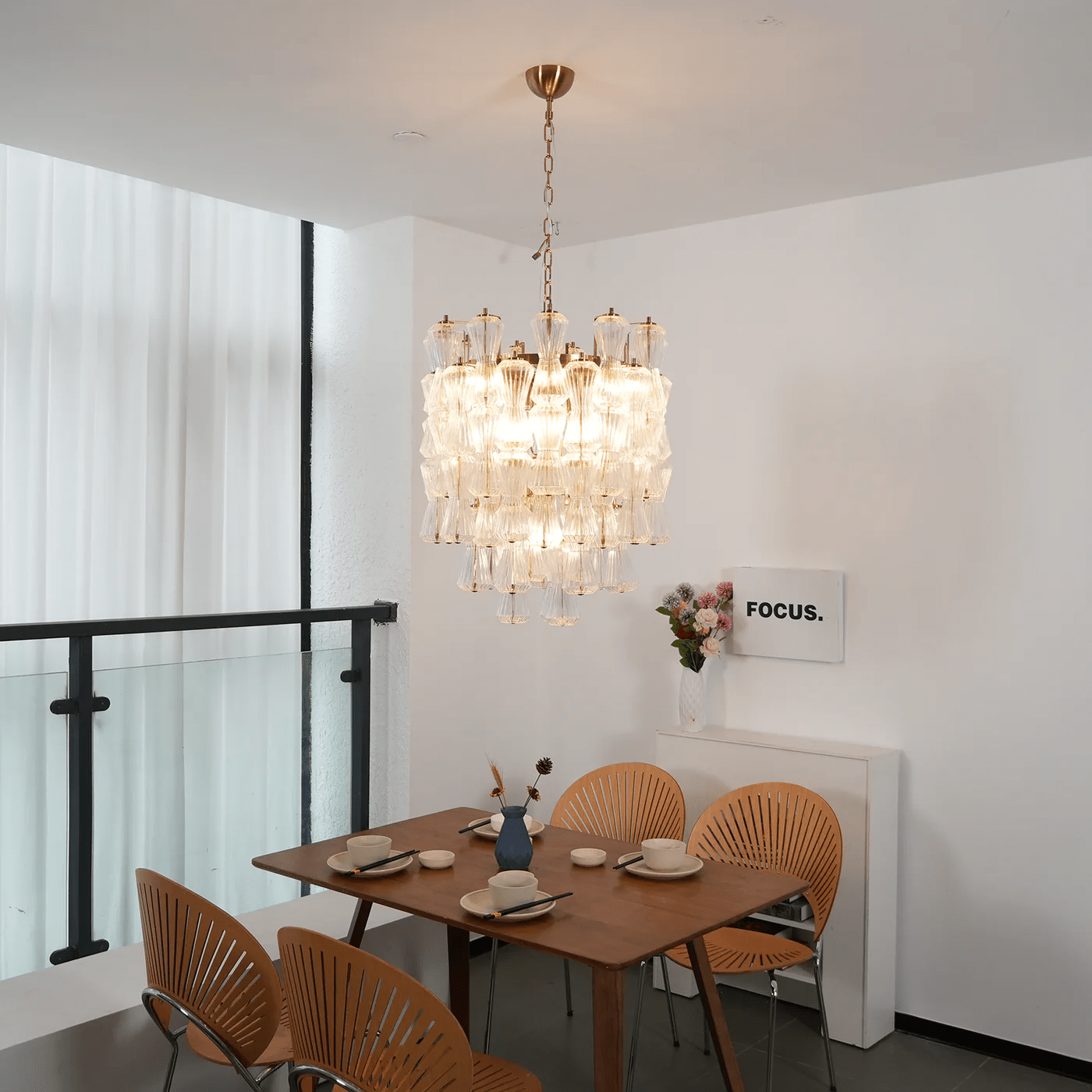 Aurora Chandelier Murano Glass Floral Cascade-Neutral Decor