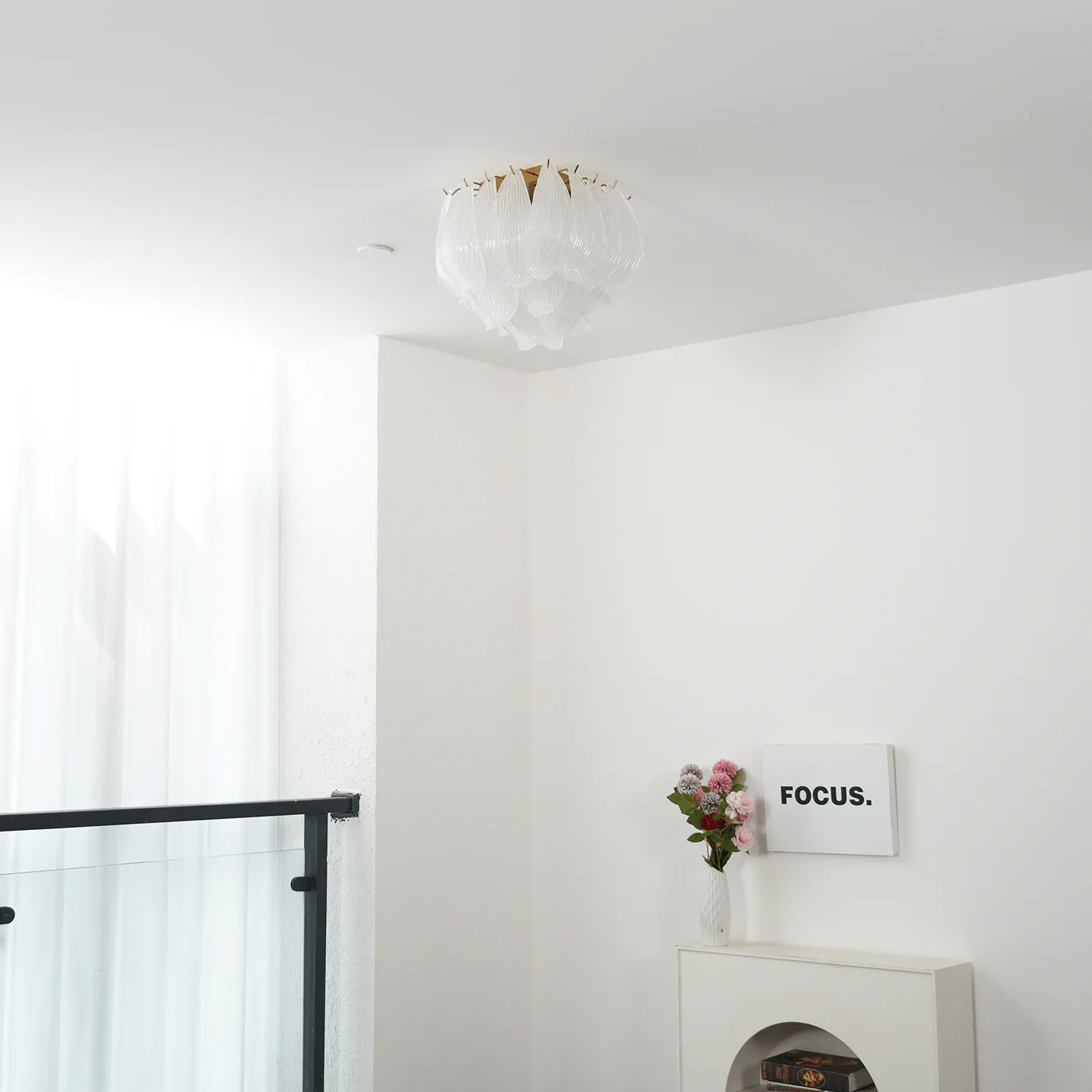 Aurora Ceiling Lamp Murano Petal Hand-Blown Glass Flushmount-Neutral Decor