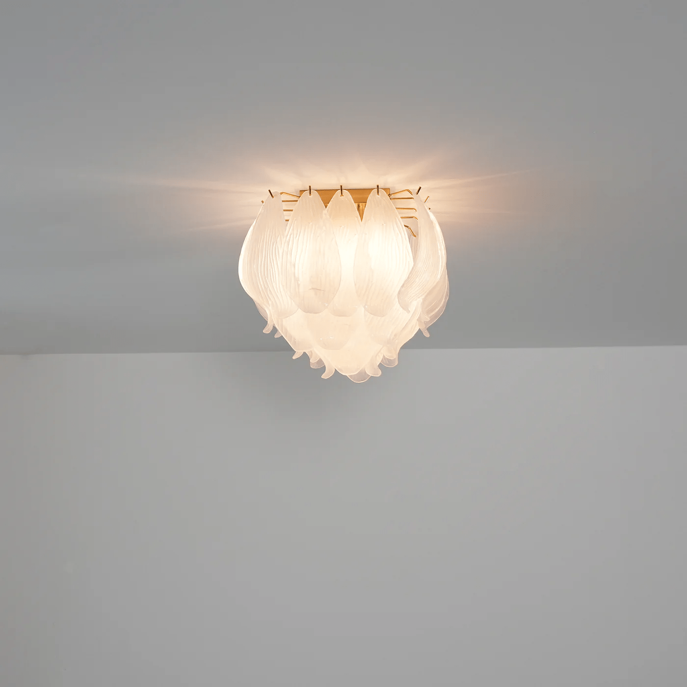 Aurora Ceiling Lamp Murano Petal Hand-Blown Glass Flushmount-Neutral Decor