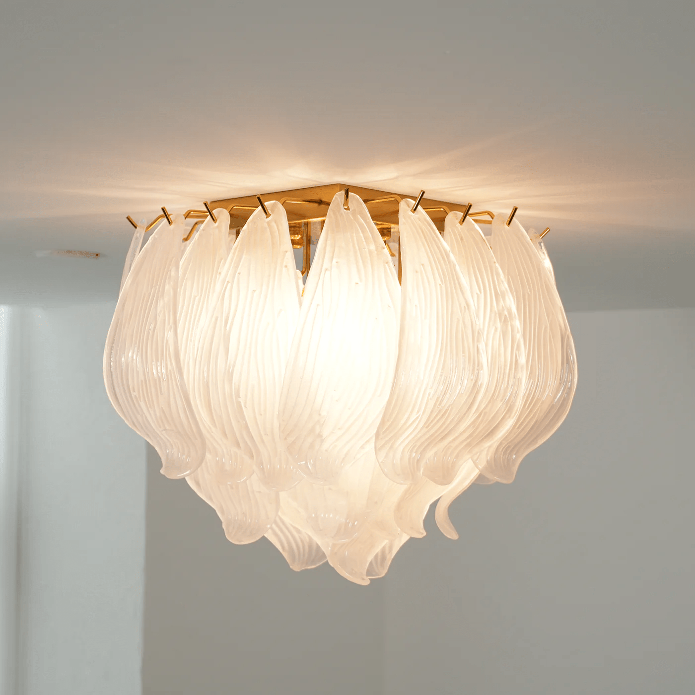 Aurora Ceiling Lamp Murano Petal Hand-Blown Glass Flushmount-Neutral Decor
