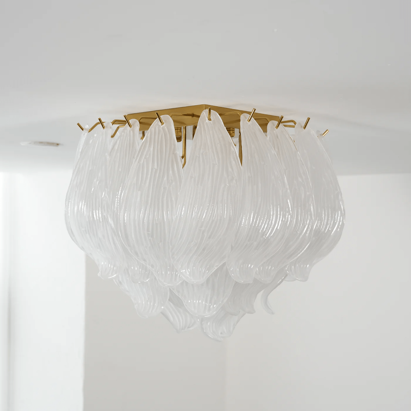 Aurora Ceiling Lamp Murano Petal Hand-Blown Glass Flushmount-Neutral Decor