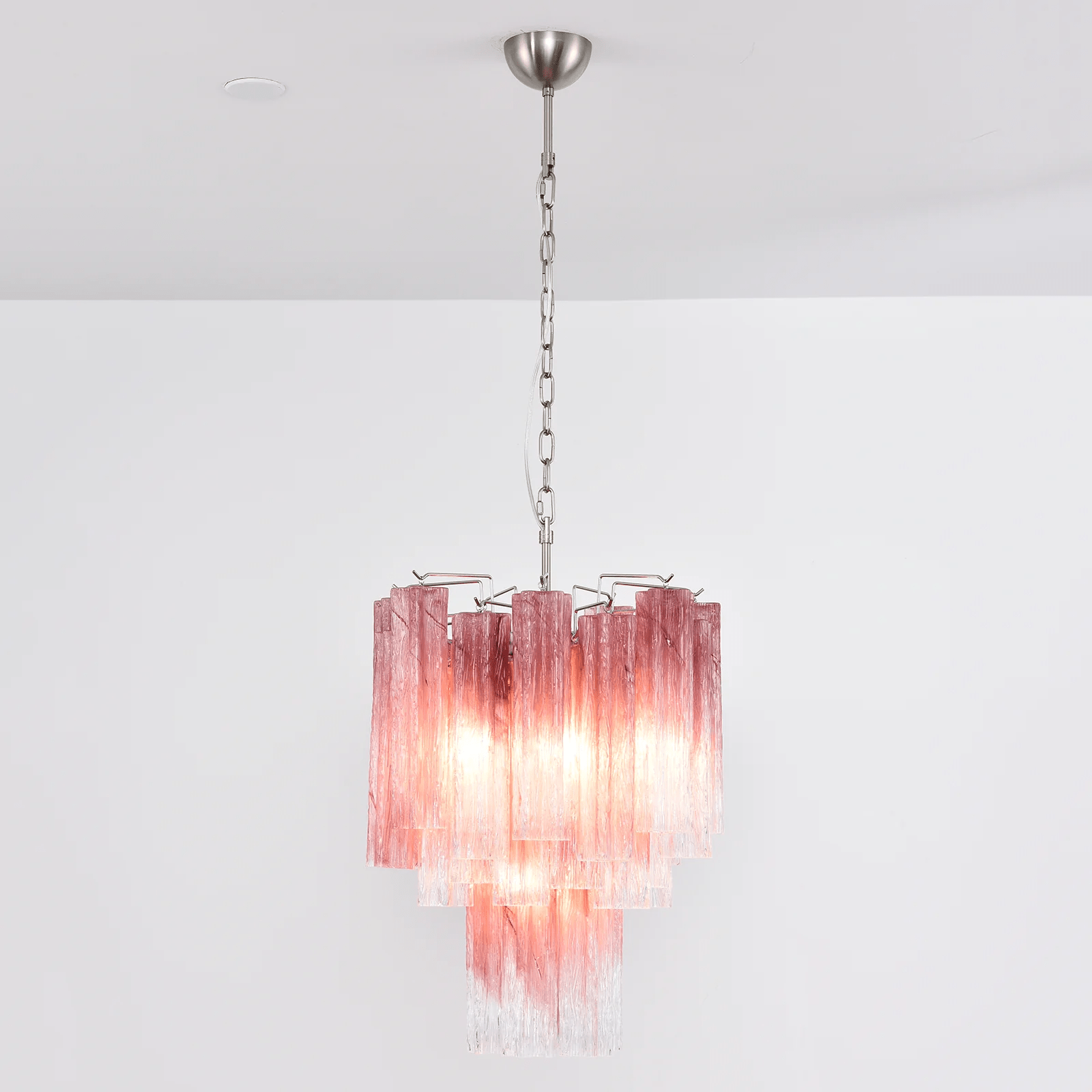 Aurora Chandelier Rose Gradient Murano Glass Tiered-Neutral Decor