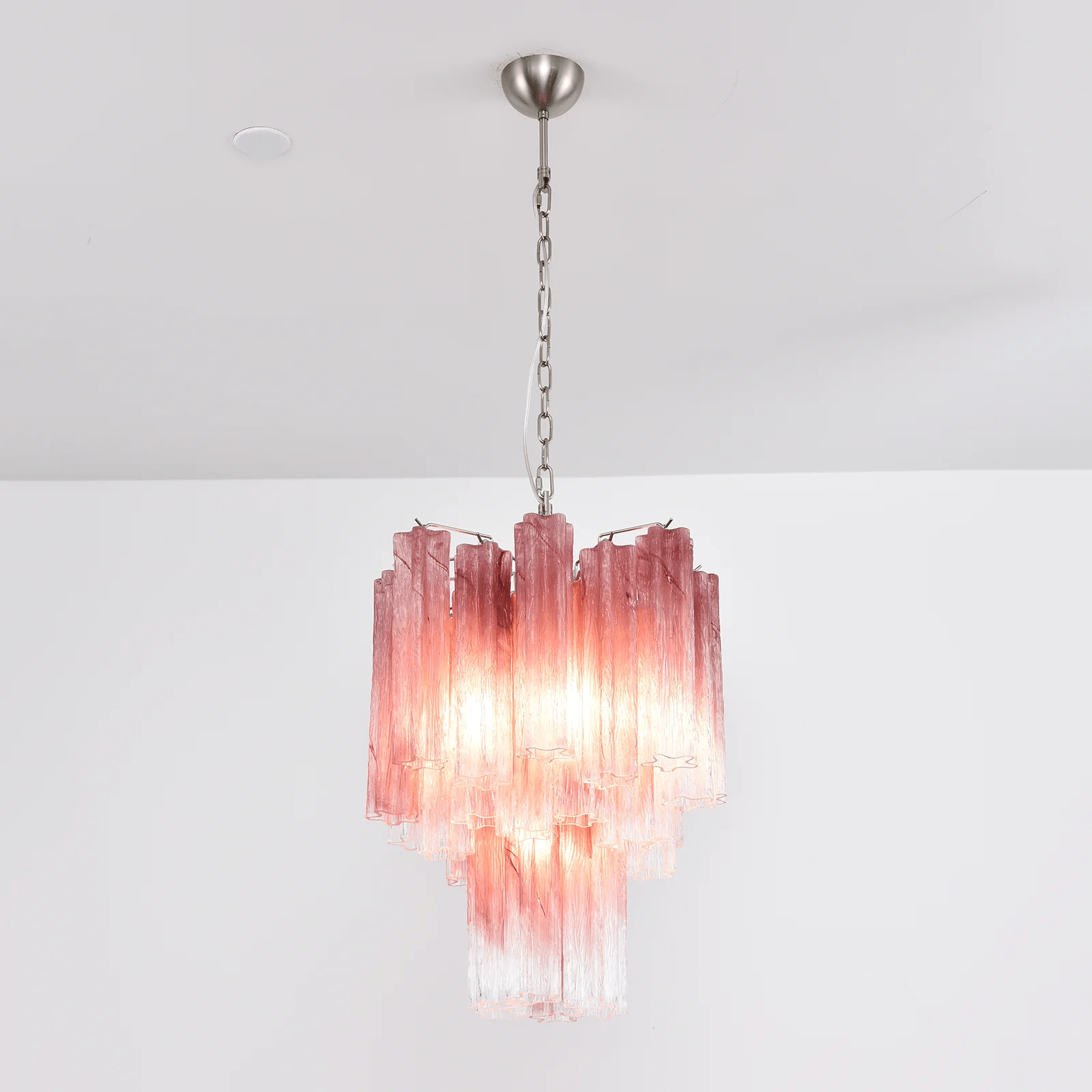 Aurora Chandelier Rose Gradient Murano Glass Tiered-Neutral Decor