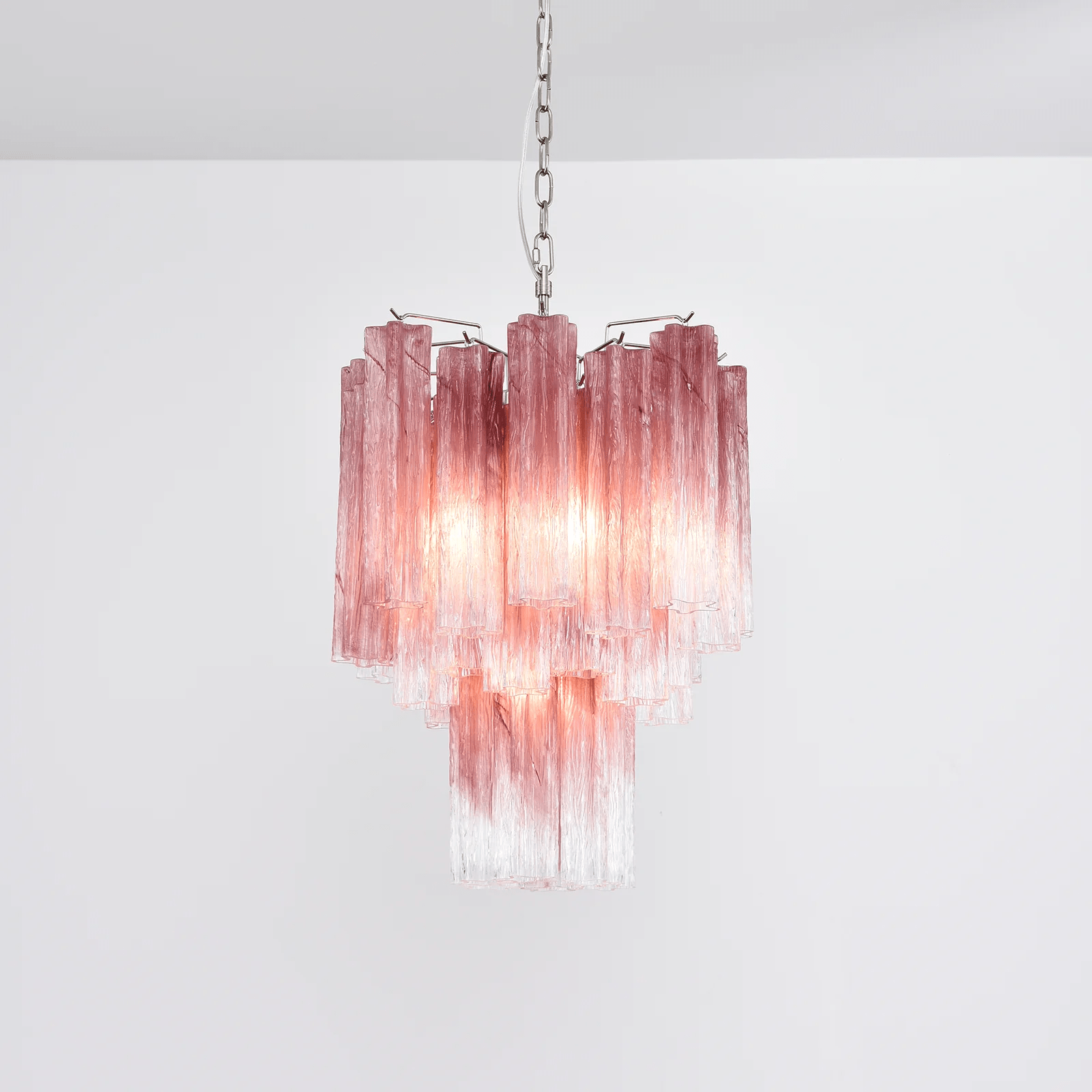 Aurora Chandelier Rose Gradient Murano Glass Tiered-Neutral Decor