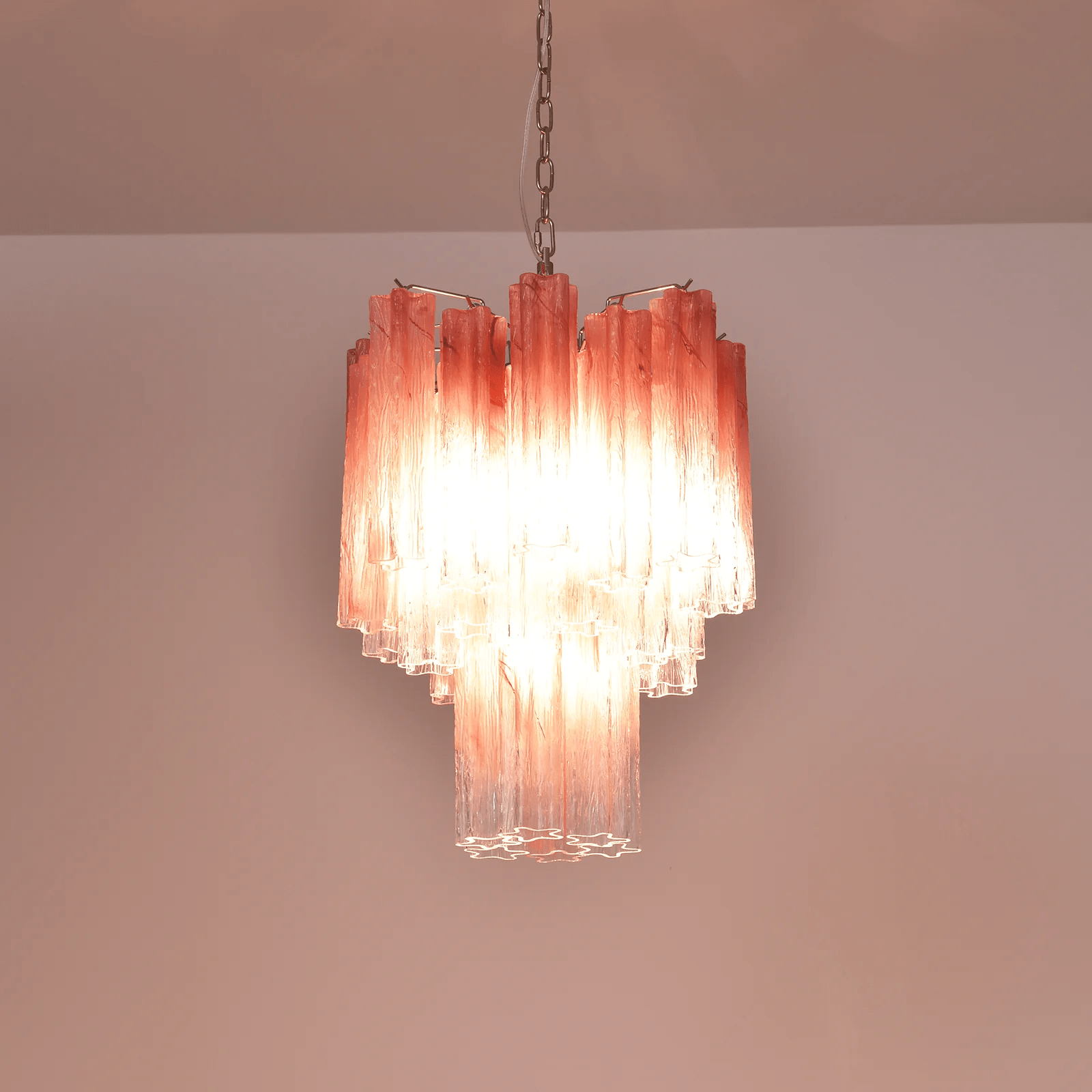 Aurora Chandelier Rose Gradient Murano Glass Tiered-Neutral Decor