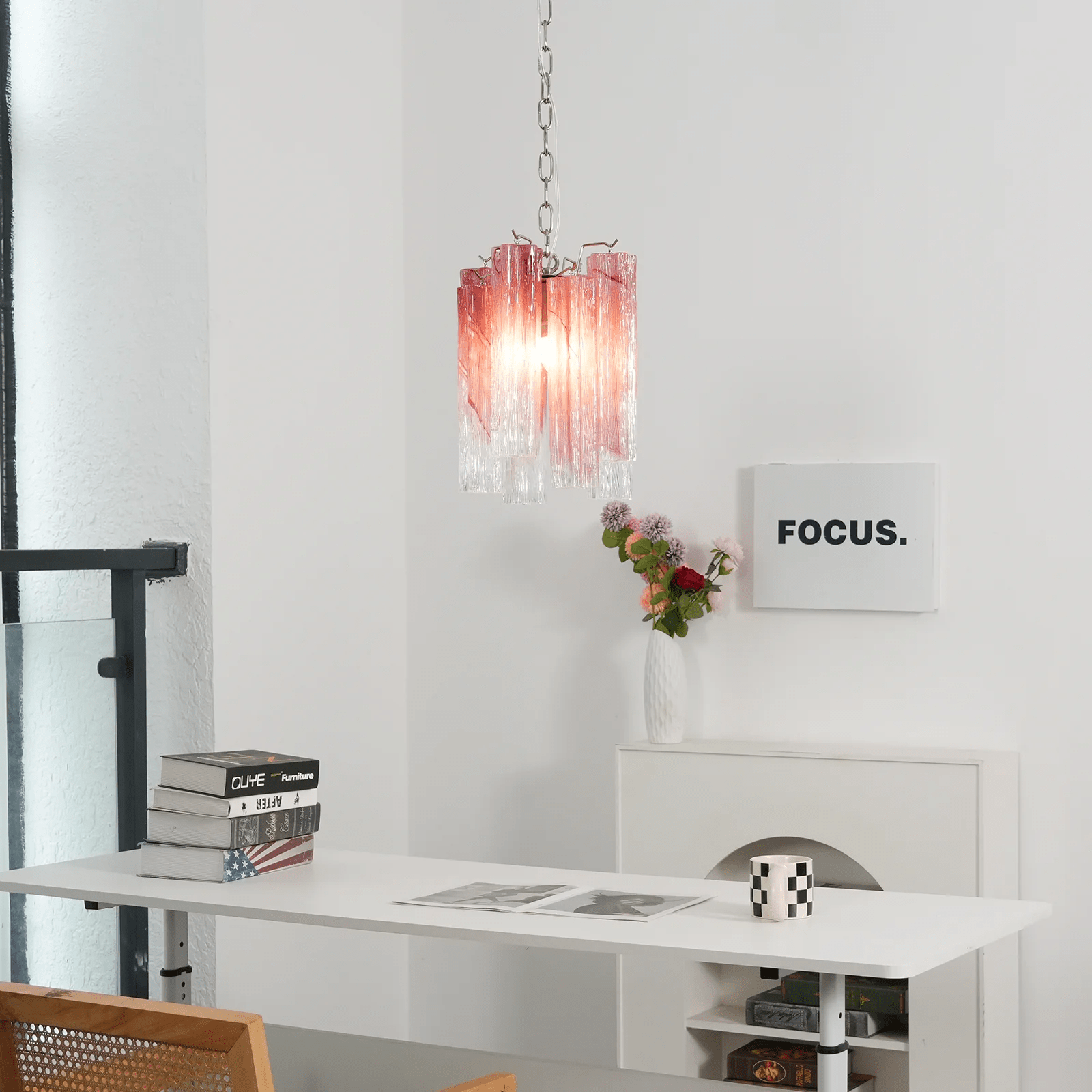 Aurora Chandelier Pink Gradient Murano Glass-Neutral Decor