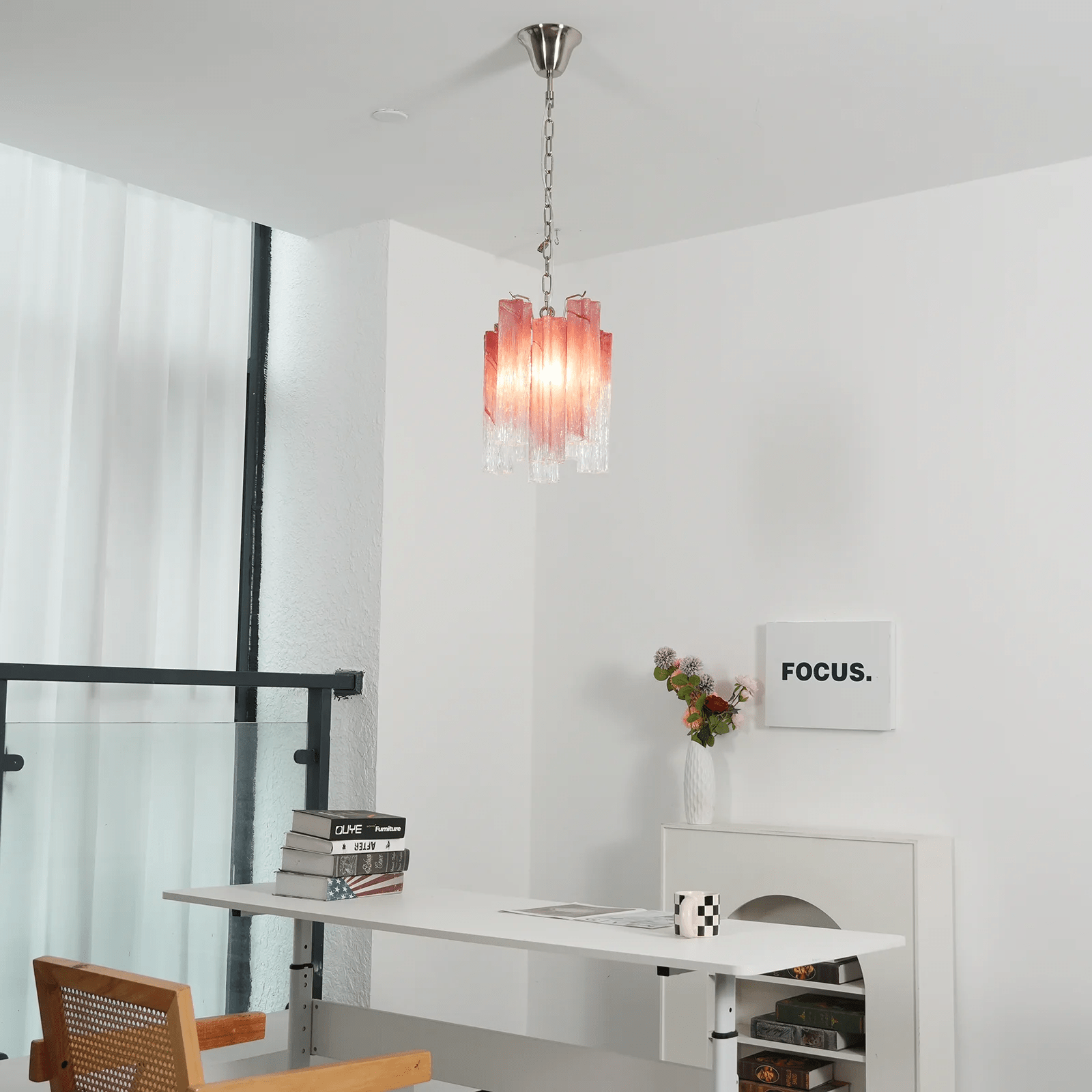 Aurora Chandelier Pink Gradient Murano Glass-Neutral Decor