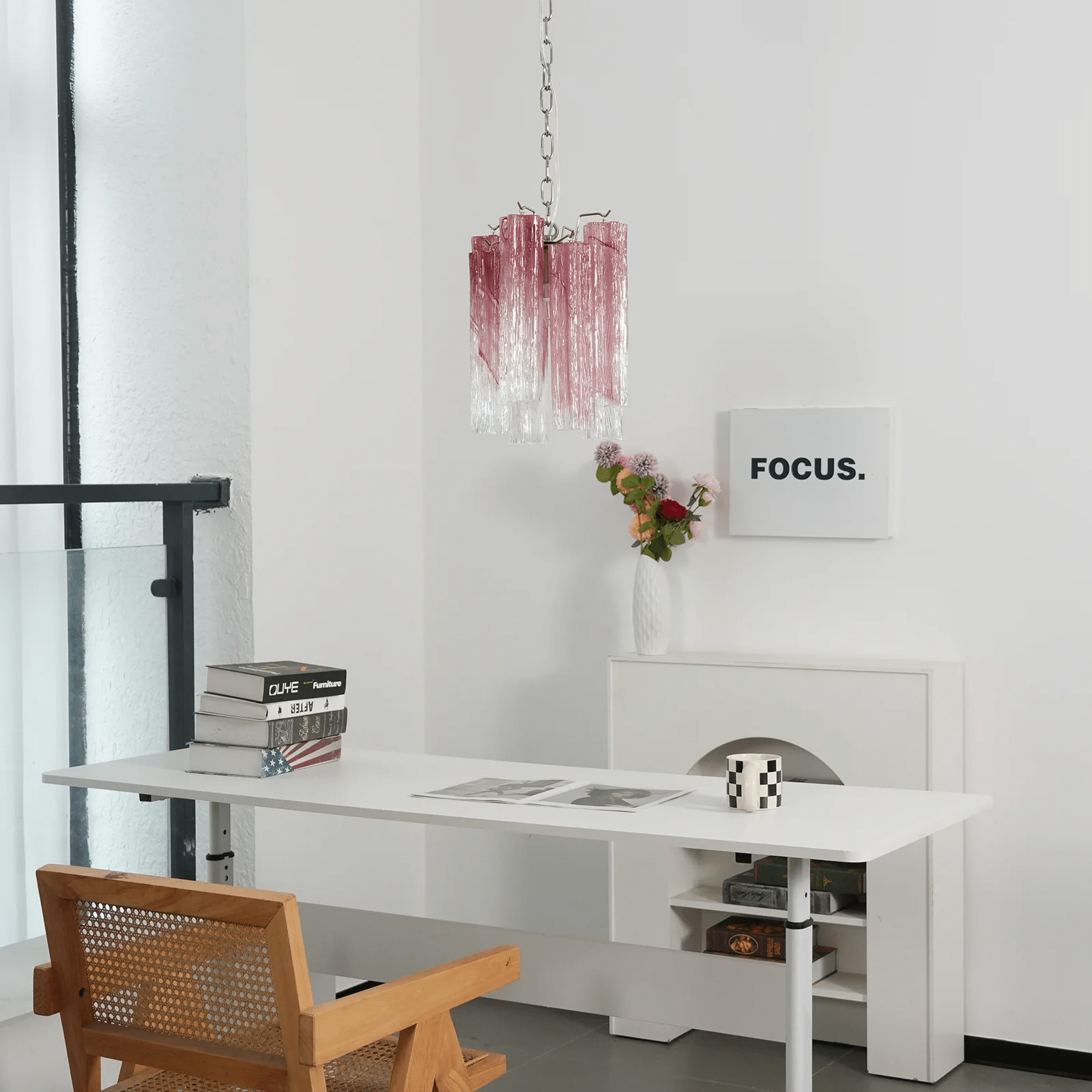 Aurora Chandelier Pink Gradient Murano Glass-Neutral Decor
