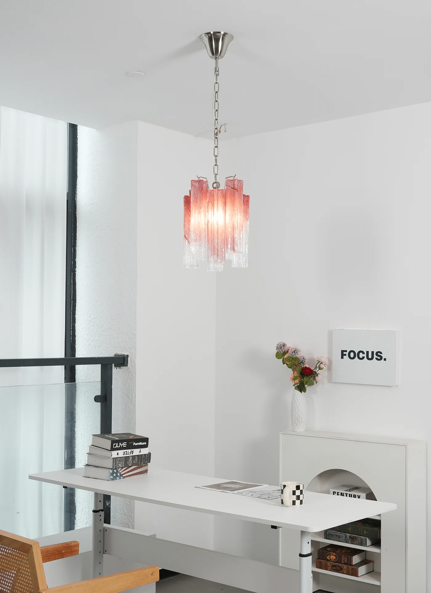 Aurora Chandelier Pink Gradient Murano Glass-Neutral Decor