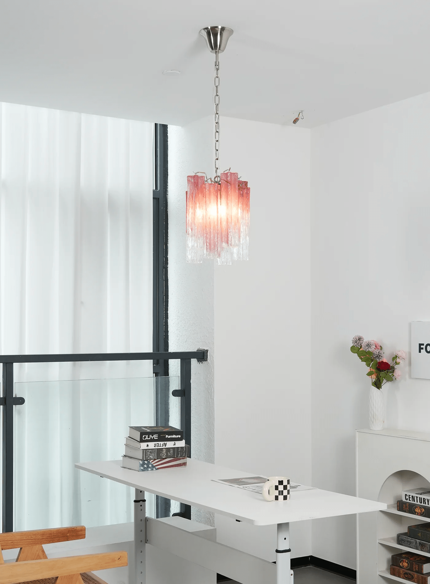 Aurora Chandelier Pink Gradient Murano Glass-Neutral Decor