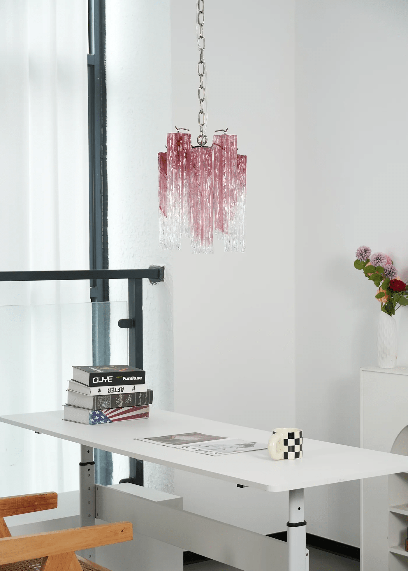 Aurora Chandelier Pink Gradient Murano Glass-Neutral Decor