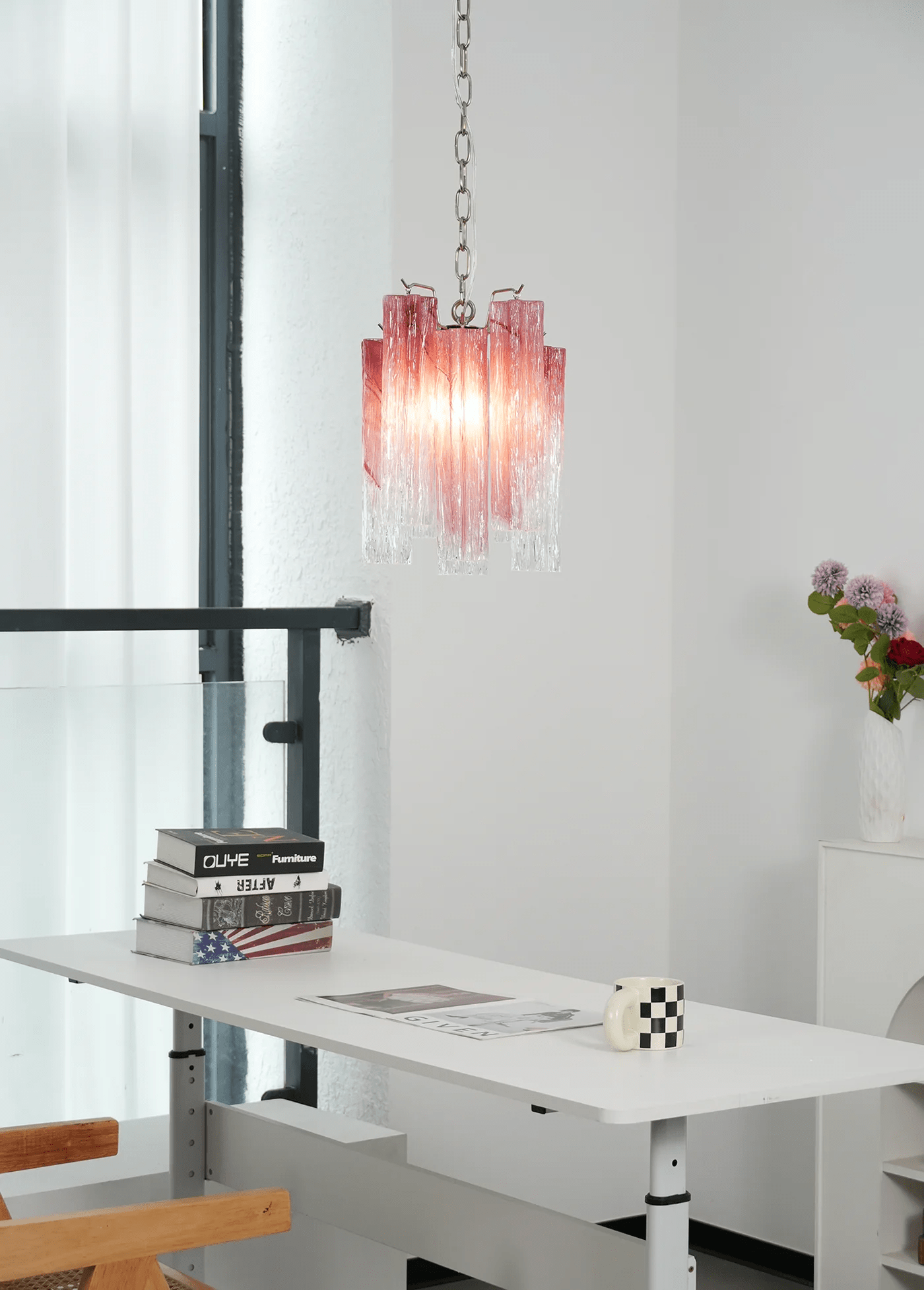 Aurora Chandelier Pink Gradient Murano Glass-Neutral Decor