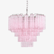 Aurora Chandelier Pink Glass Multi-Tier Romantic Glow-Neutral Decor