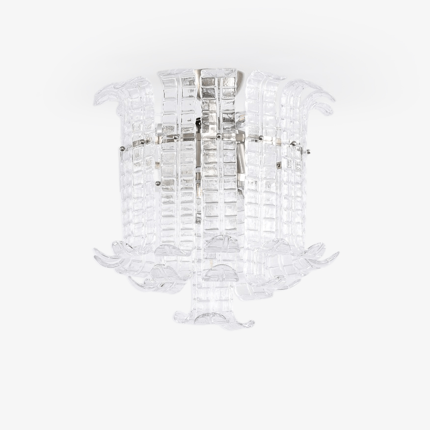 Aurora Ceiling Lamp Clear Murano Glass Flush Mount-Neutral Decor