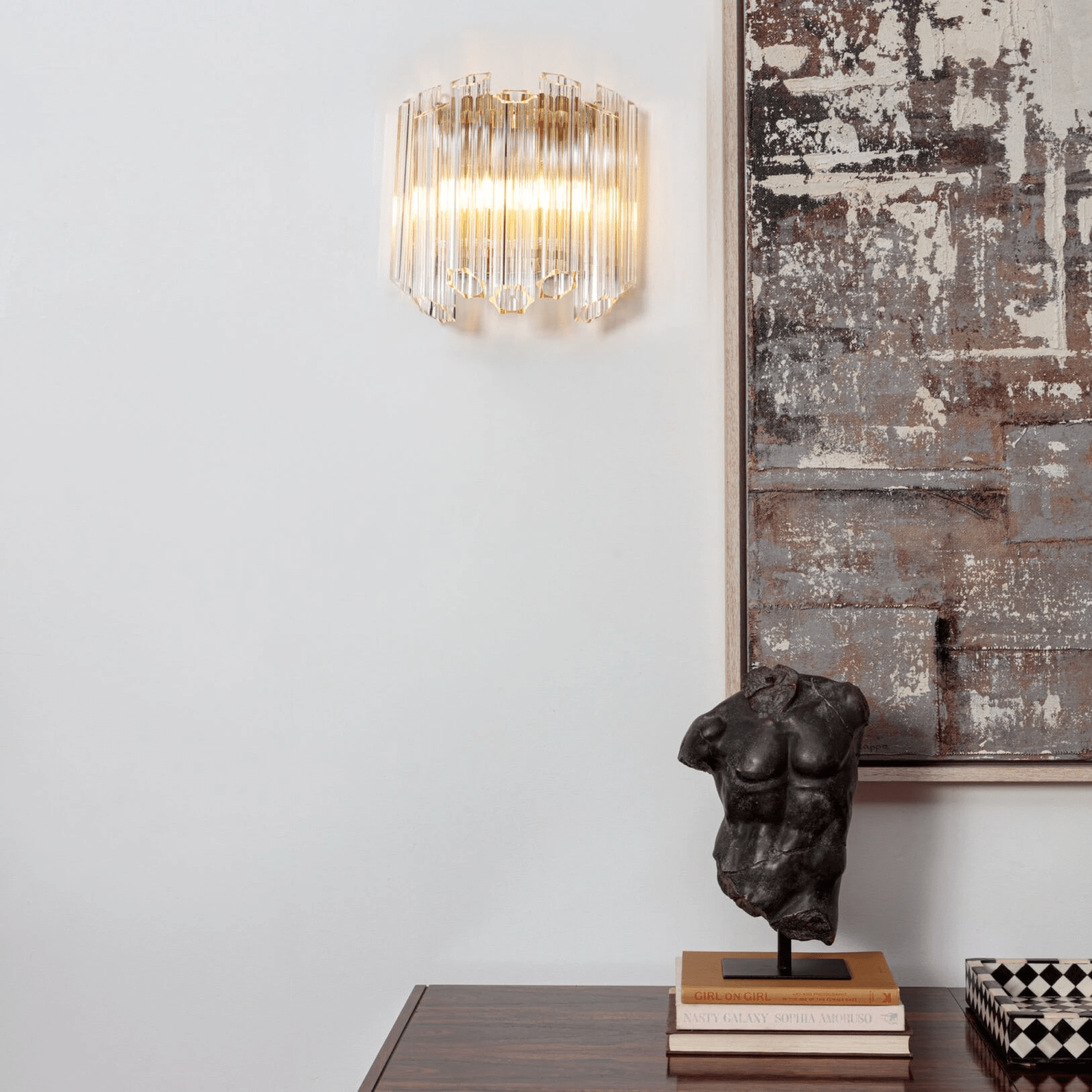 Aurora Wall Lamp Clear Murano Glass Tube Cascade-Neutral Decor