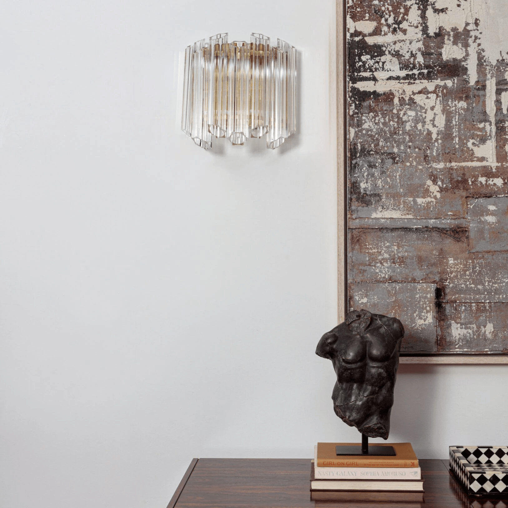 Aurora Wall Lamp Clear Murano Glass Tube Cascade-Neutral Decor