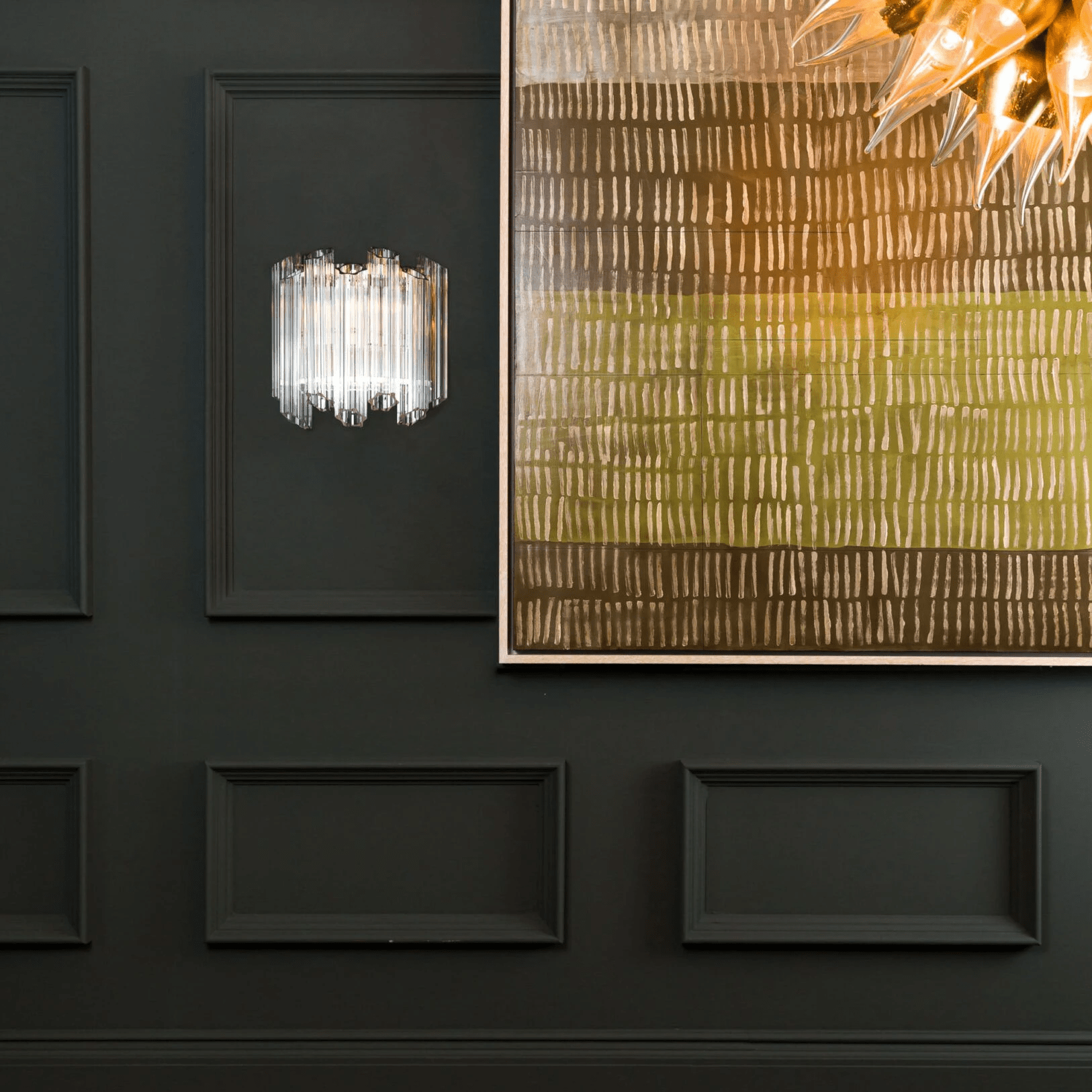 Aurora Wall Lamp Clear Murano Glass Tube Cascade-Neutral Decor