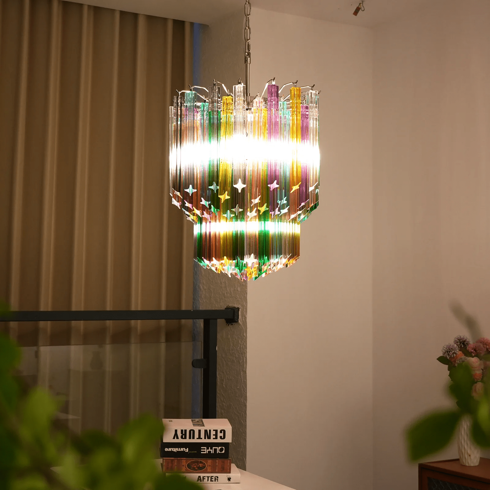 Aurora Chandelier Murano Glass Colorful Prism-Neutral Decor