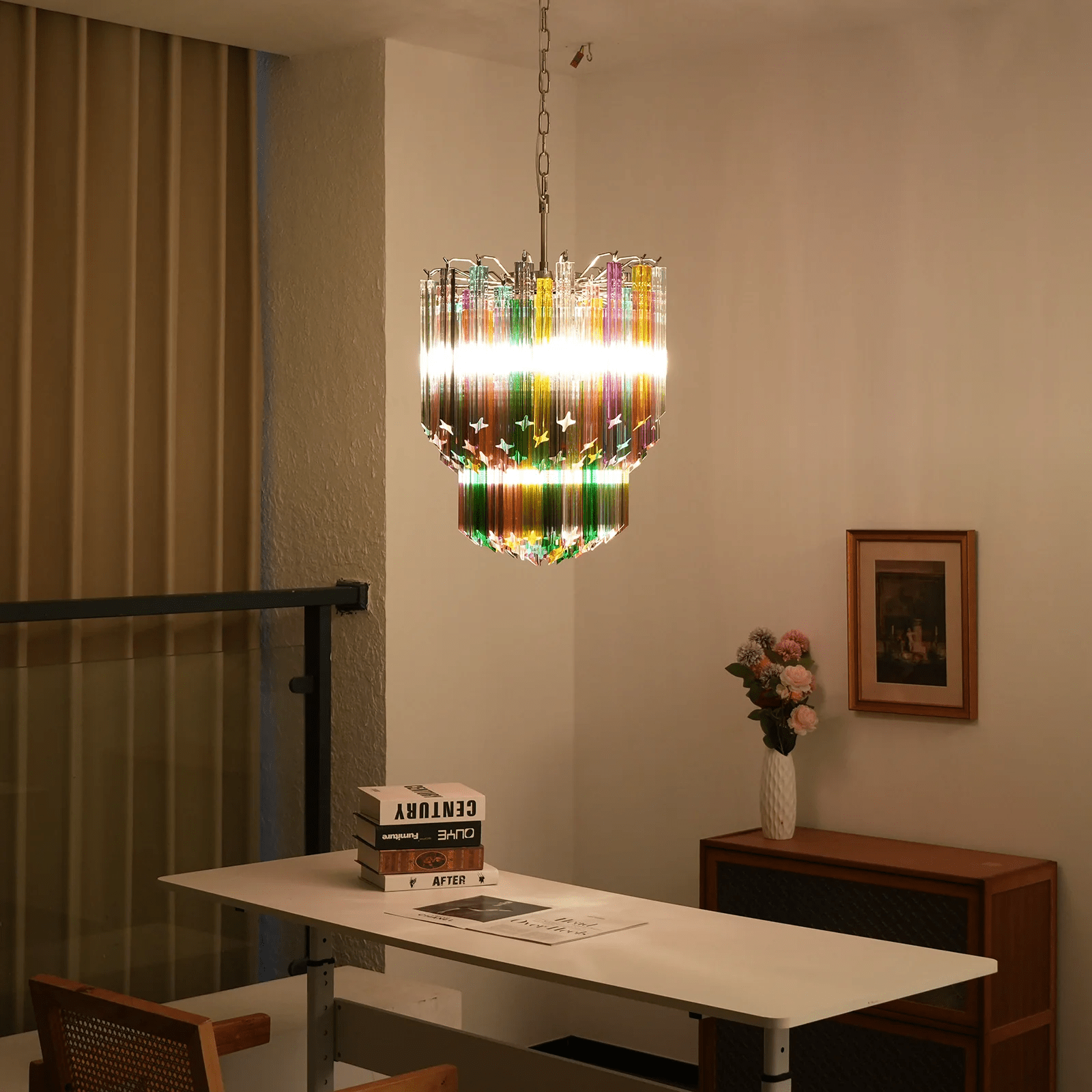 Aurora Chandelier Murano Glass Colorful Prism-Neutral Decor