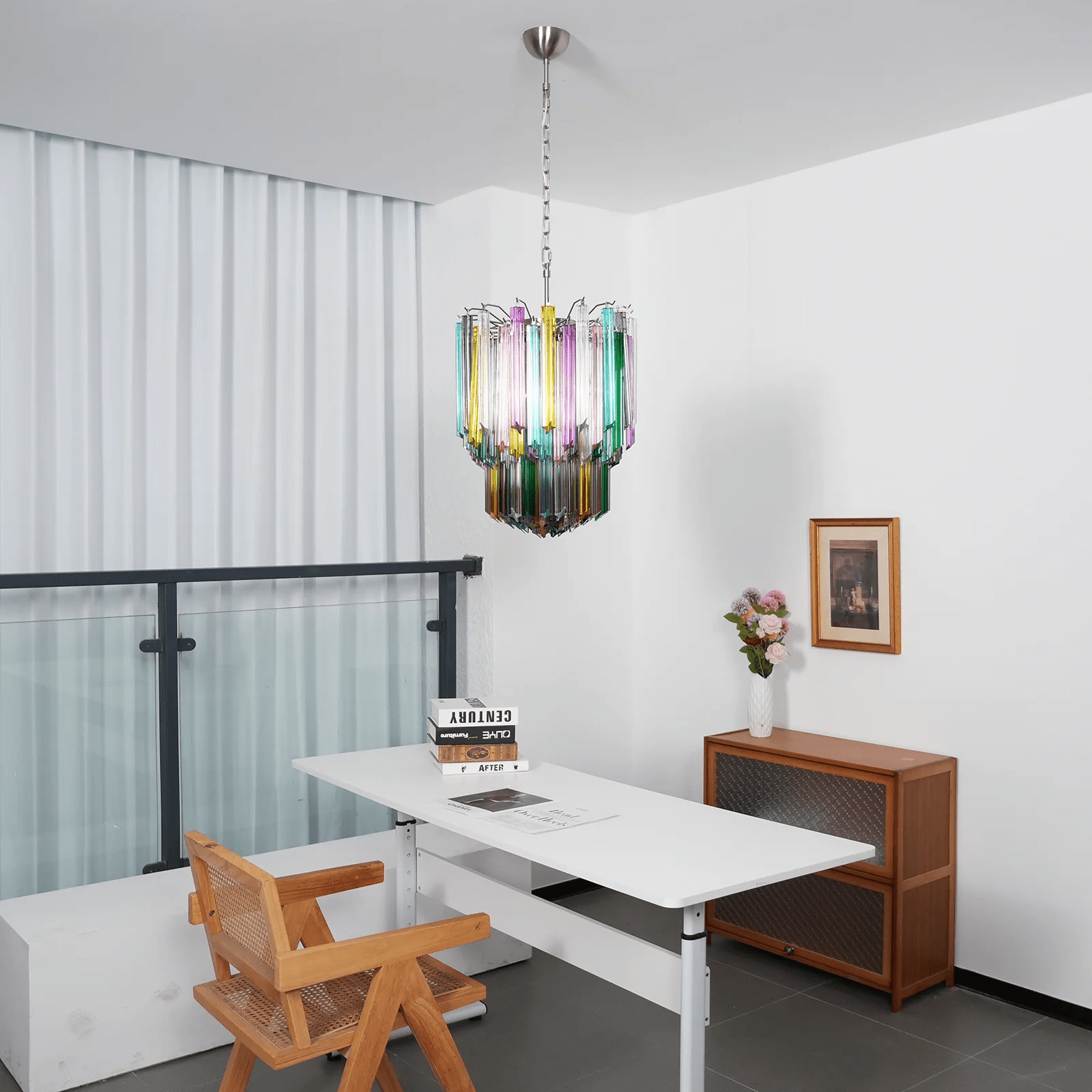 Aurora Chandelier Murano Glass Colorful Prism-Neutral Decor