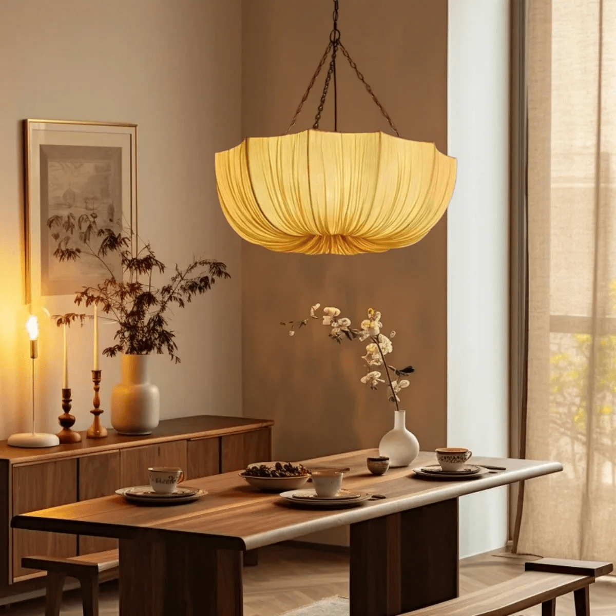 Hopty Vintage Fabric Pendant Lamp-Neutral Decor