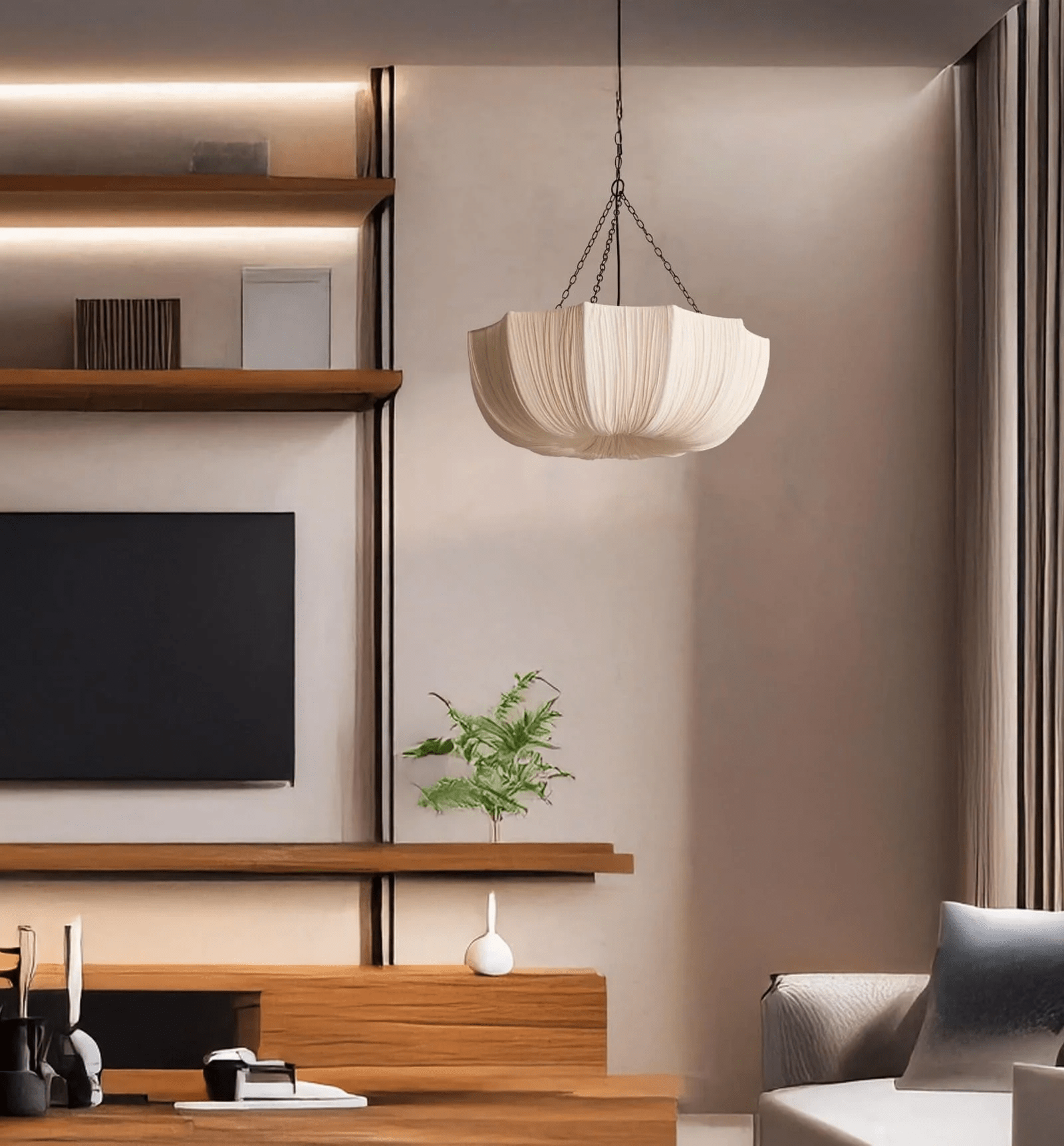 Hopty Vintage Fabric Pendant Lamp-Neutral Decor