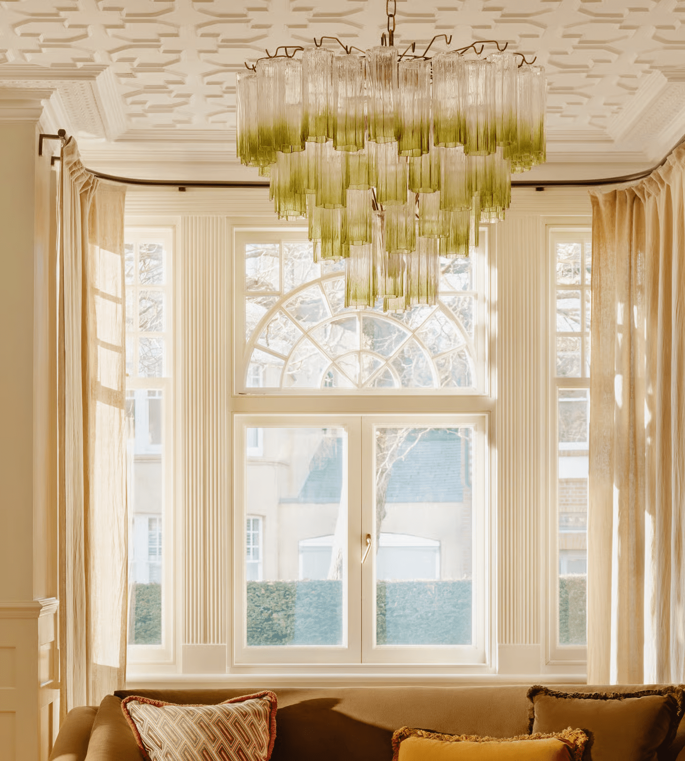 Aurora Chandelier Murano Glass Tiered Green-Neutral Decor
