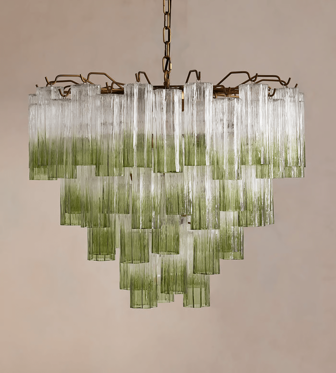 Aurora Chandelier Murano Glass Tiered Green-Neutral Decor