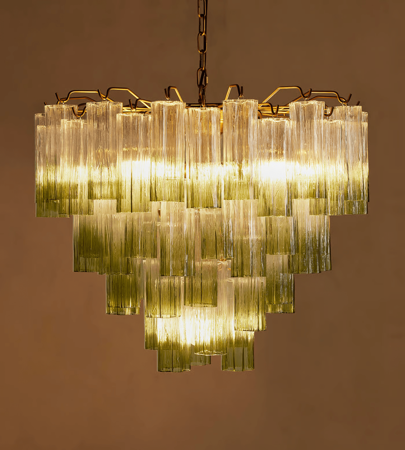 Aurora Chandelier Murano Glass Tiered Green-Neutral Decor