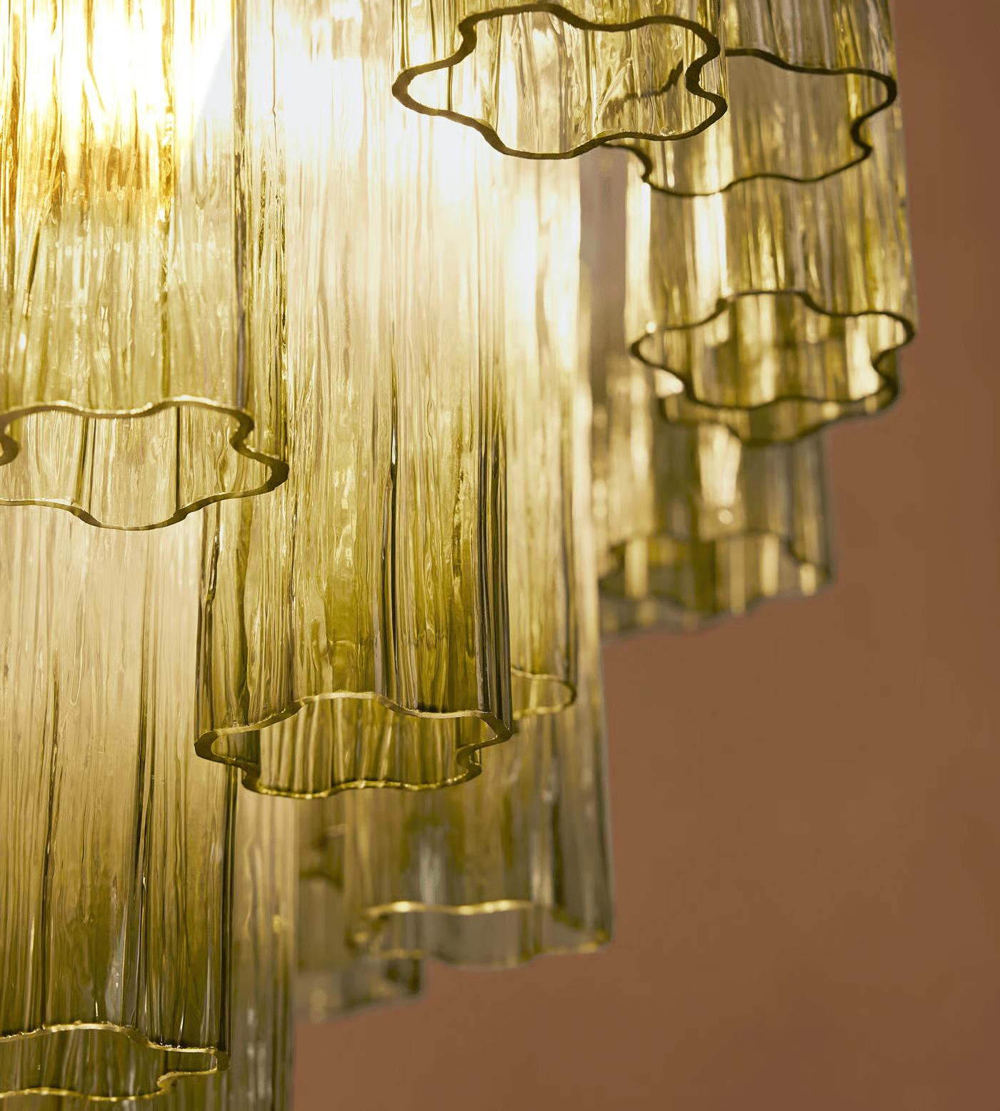 Aurora Chandelier Murano Glass Tiered Green-Neutral Decor