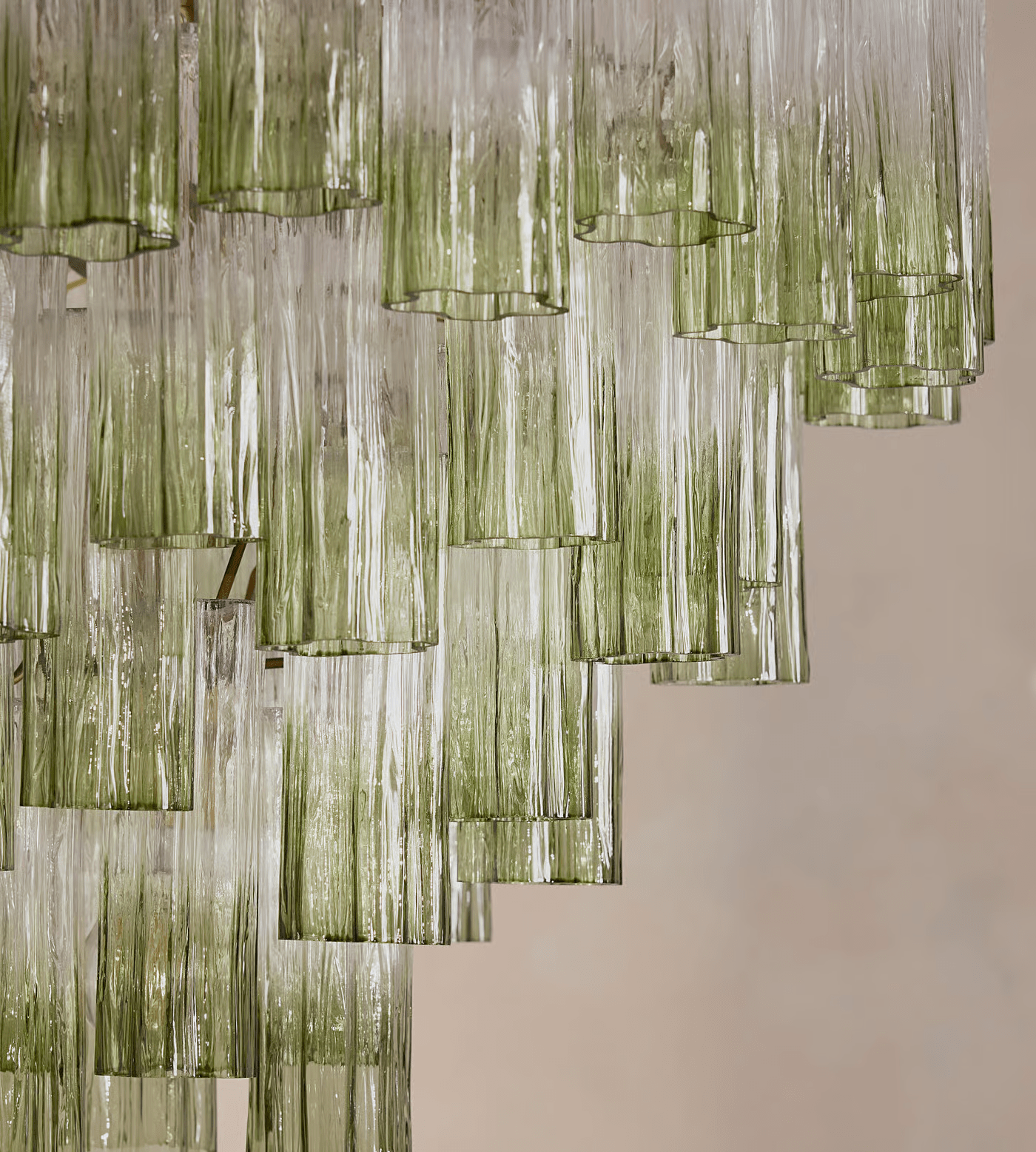Aurora Chandelier Murano Glass Tiered Green-Neutral Decor