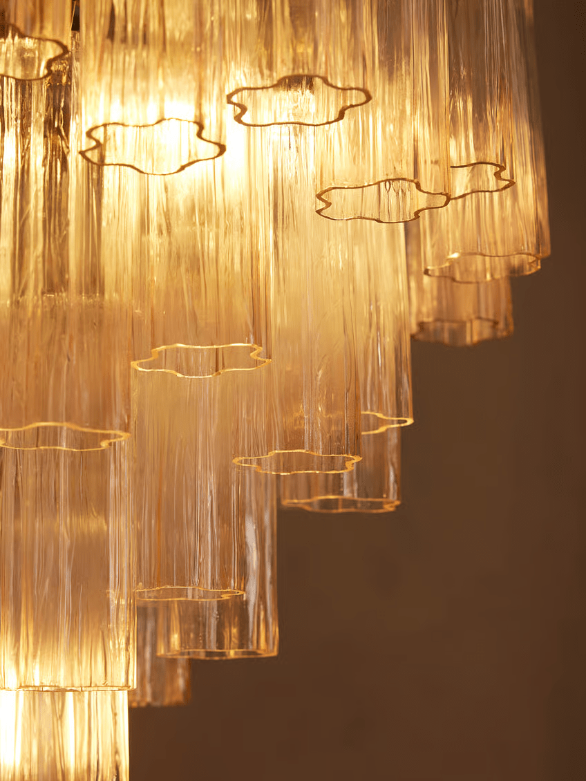 Aurora Chandelier Murano Glass Tiered Green-Neutral Decor