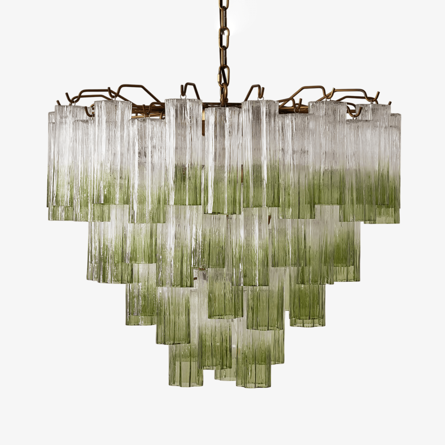 Aurora Chandelier Murano Glass Tiered Green-Neutral Decor