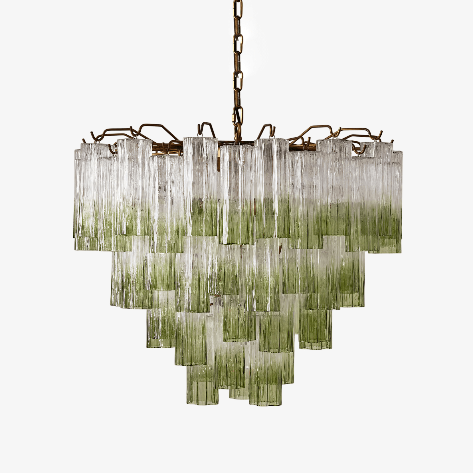 Aurora Chandelier Murano Glass Tiered Green-Neutral Decor