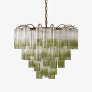 Aurora Chandelier Murano Glass Tiered Green-Neutral Decor