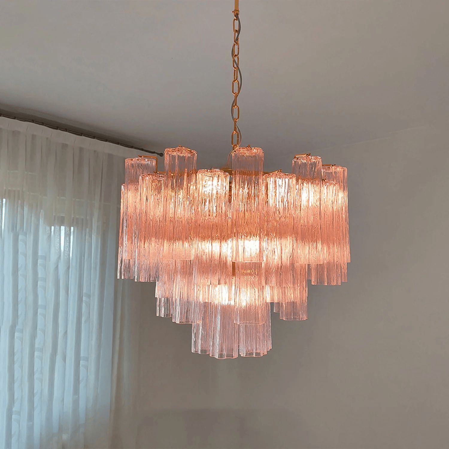 Aurora Chandelier Murano Glass Tiered-Neutral Decor