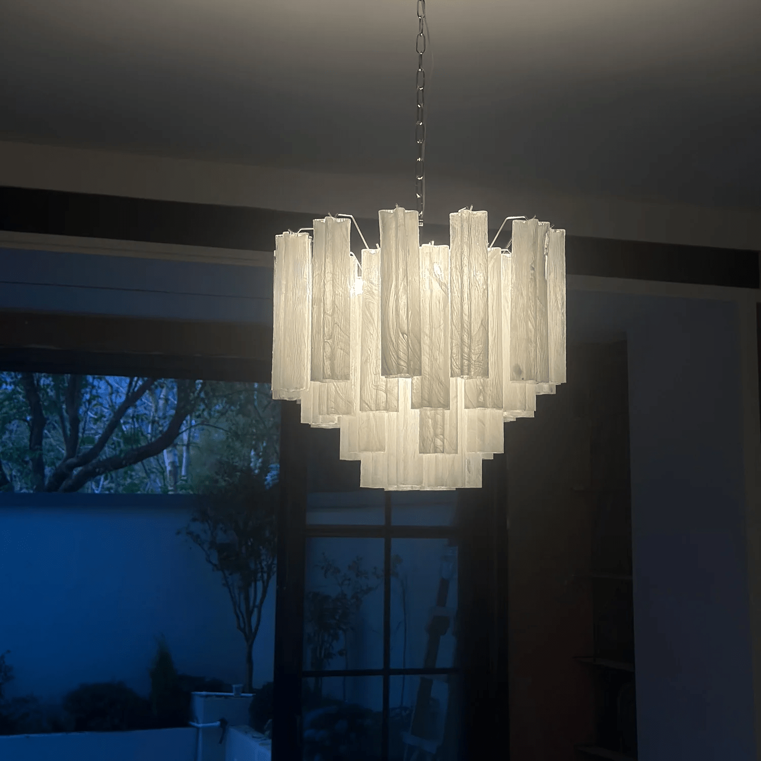 Aurora Chandelier Murano Glass Tiered-Neutral Decor