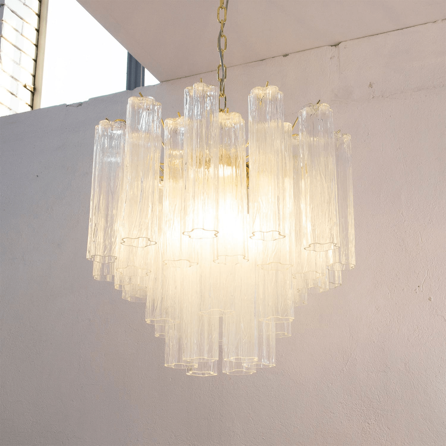 Aurora Chandelier Murano Glass Tiered-Neutral Decor