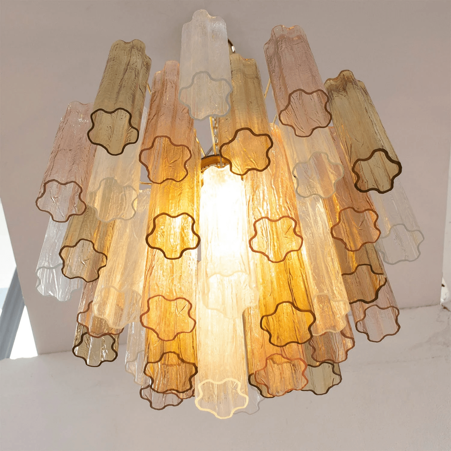 Aurora Chandelier Murano Glass Tiered-Neutral Decor