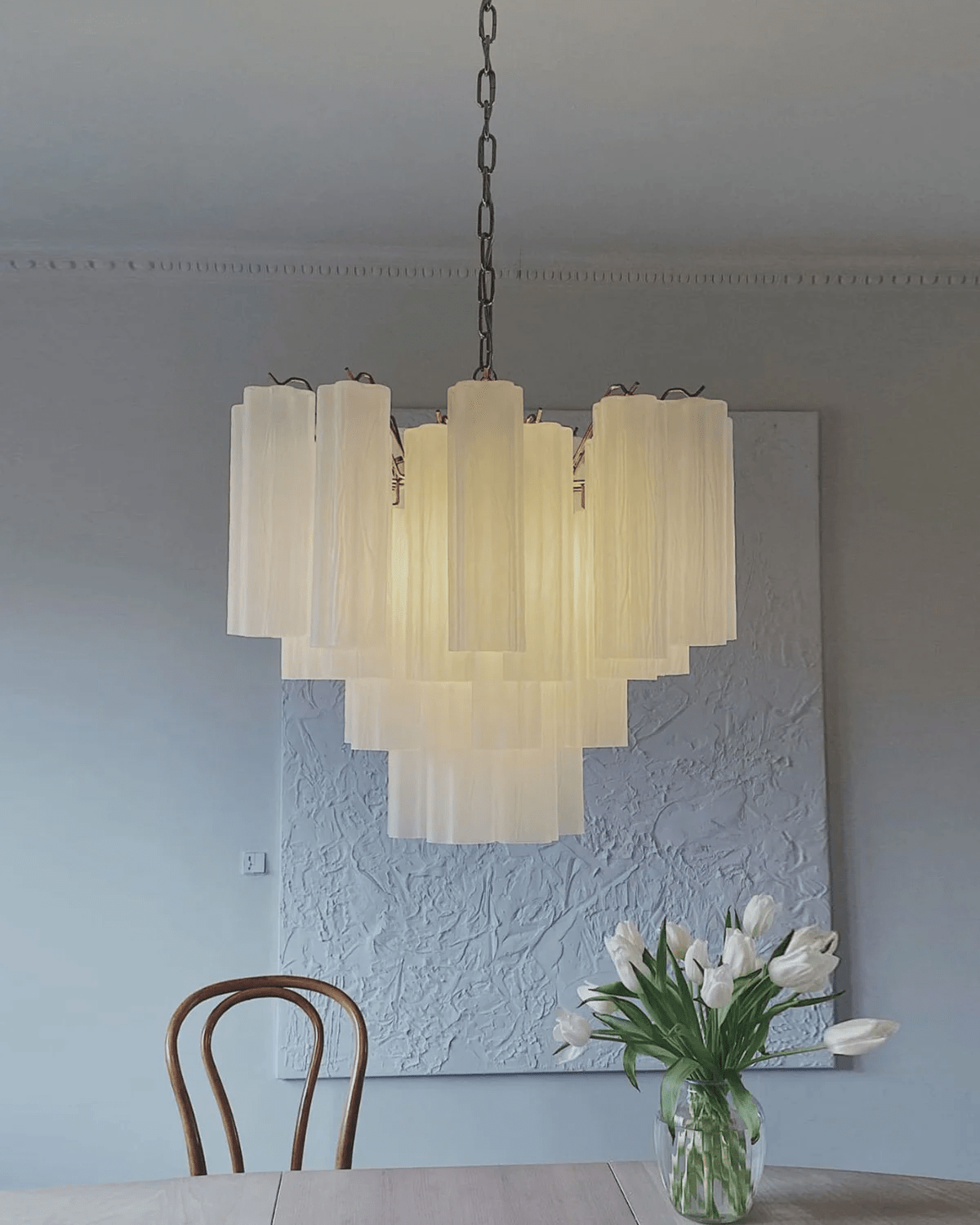 Aurora Chandelier Murano Glass Tiered-Neutral Decor