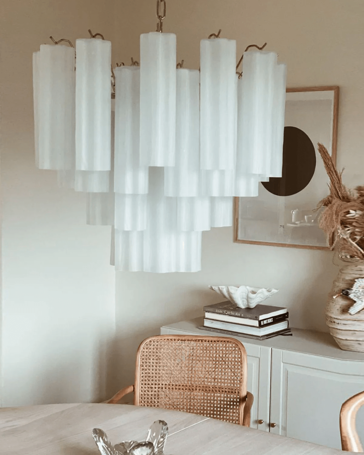 Aurora Chandelier Murano Glass Tiered-Neutral Decor